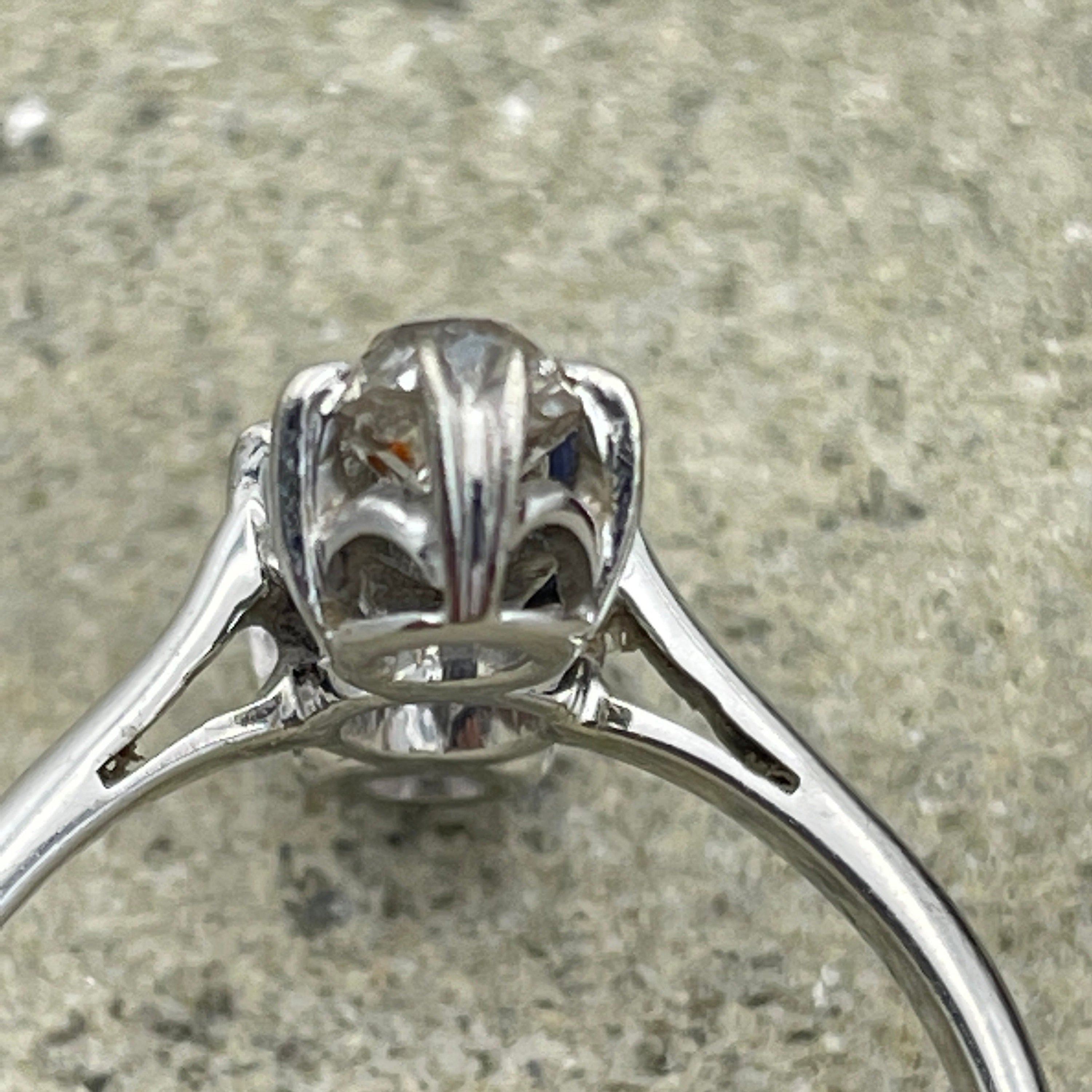 Edwardian 18ct white gold old mine cut diamond & sapphire ring