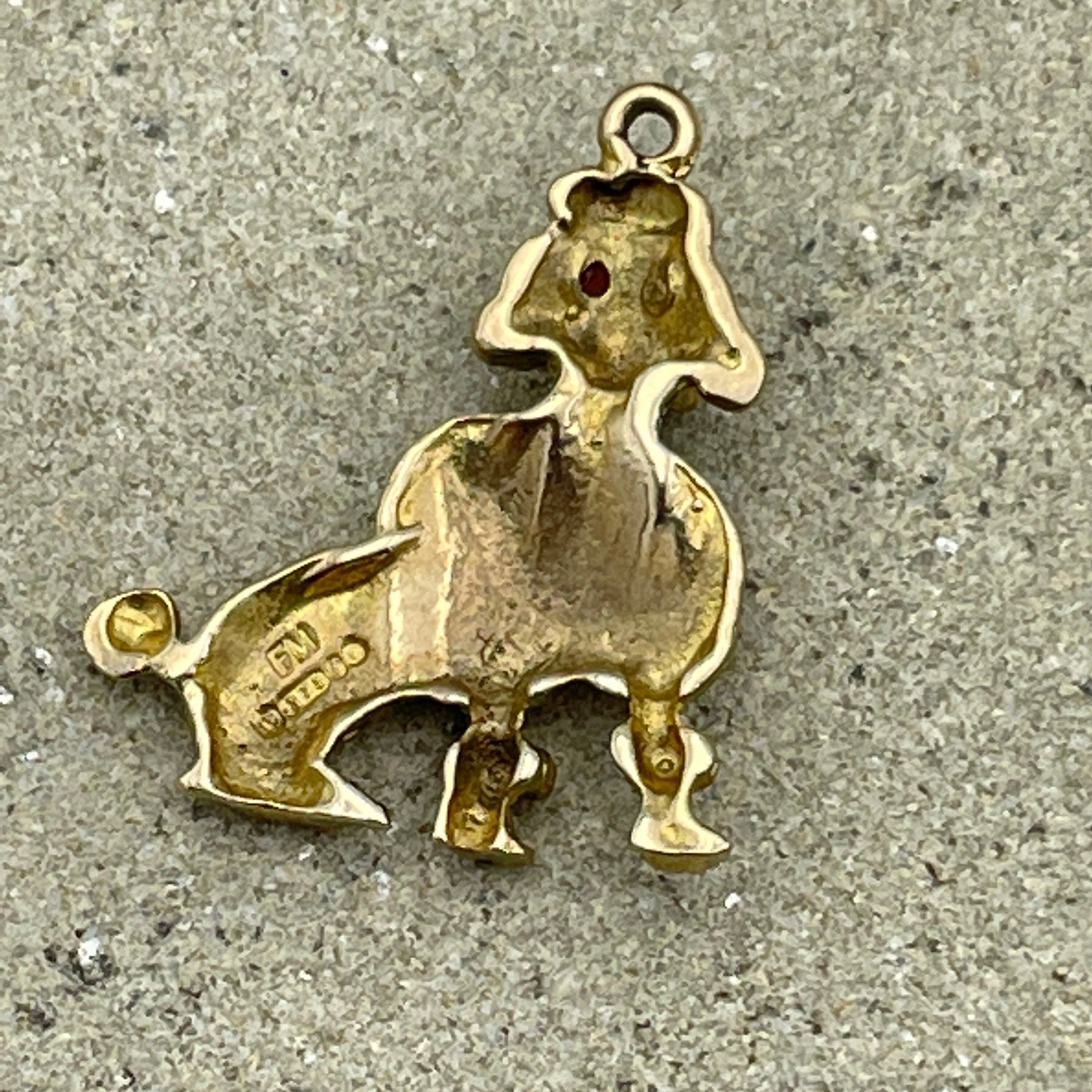 Vintage 9ct Gold Poodle Dog Charm, Pendant