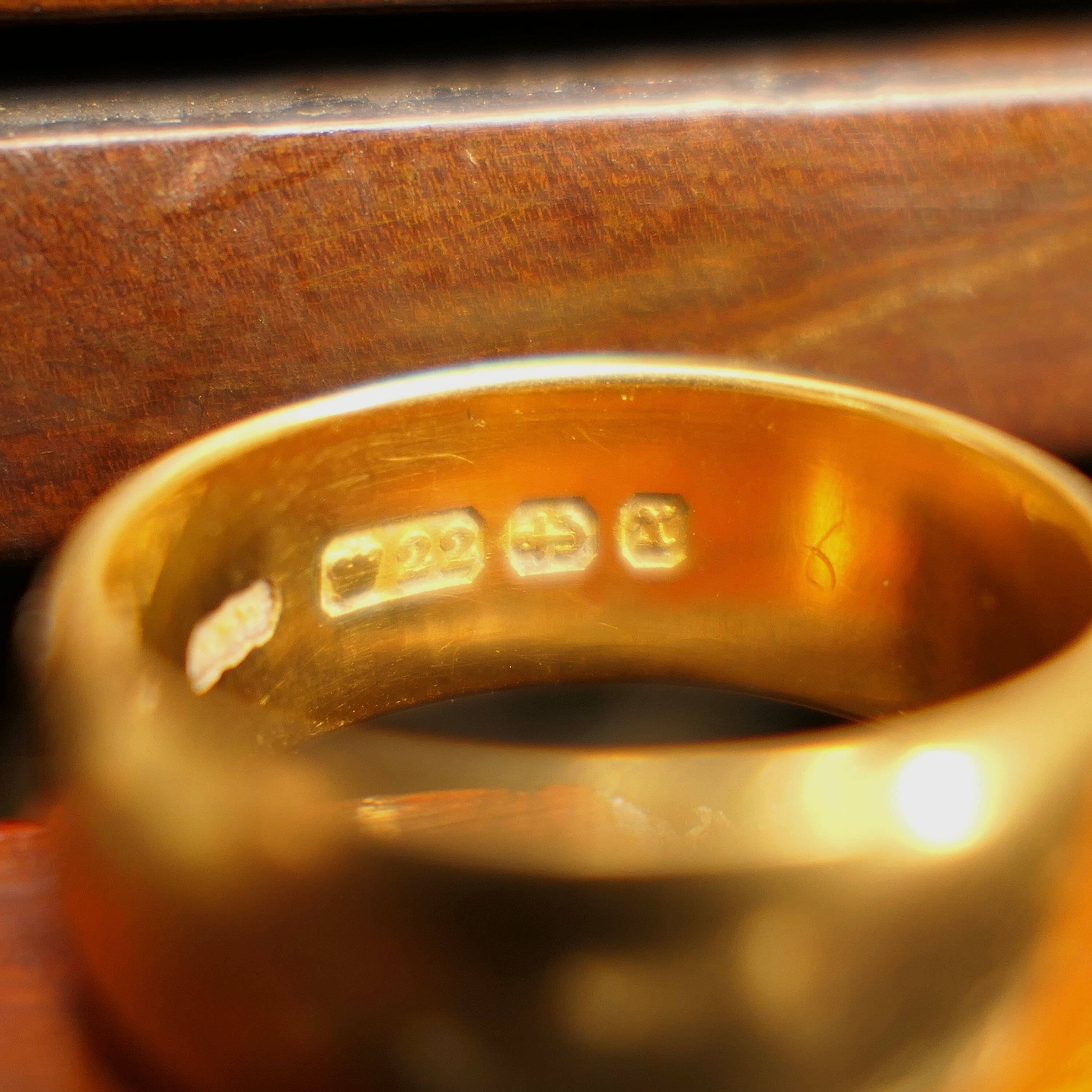 Victorian 22ct Gold Wide Wedding Band Ring, Hallmarked 1887