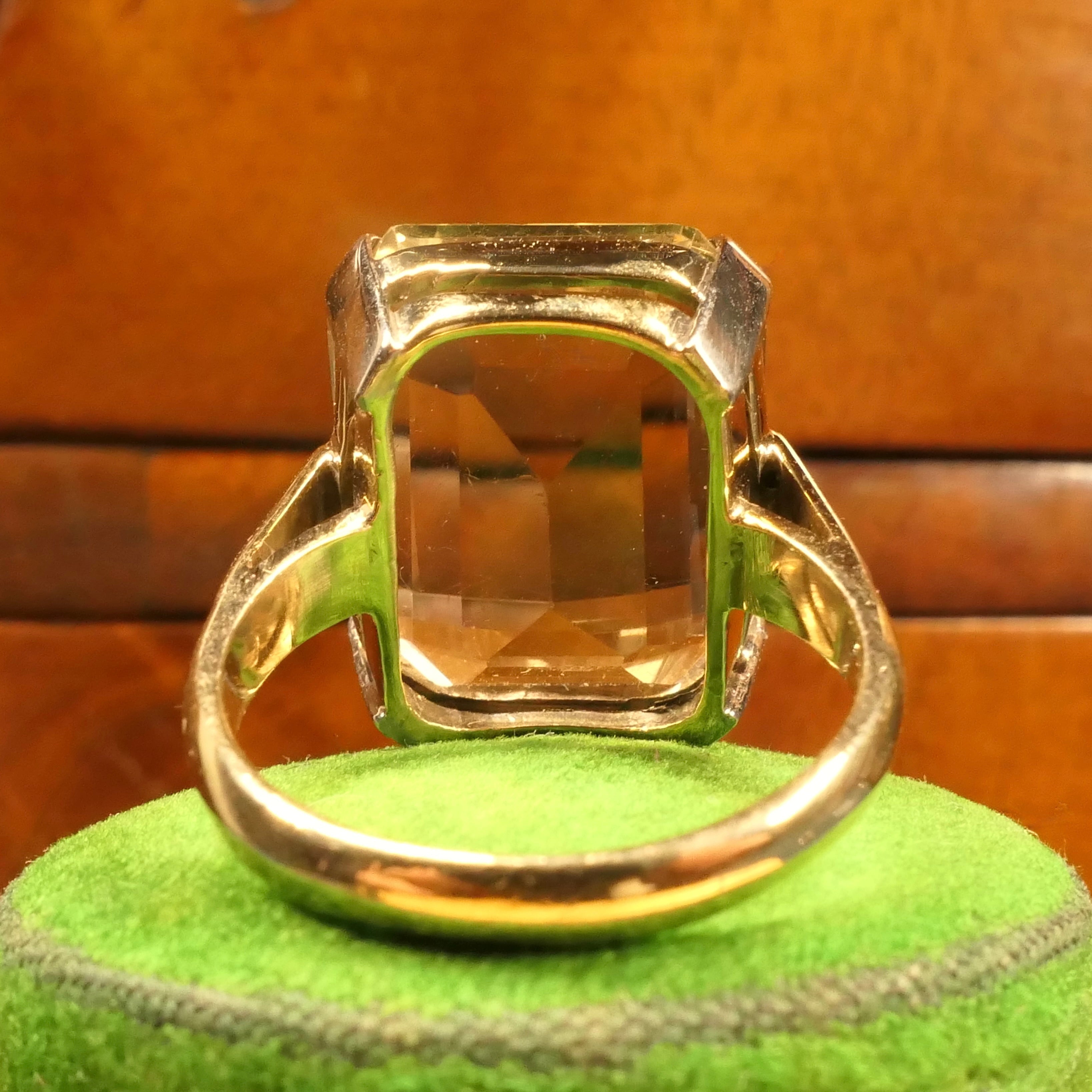 Mid Century, Bi-Colour, 9ct Gold, Citrine Cocktail Ring, c1950