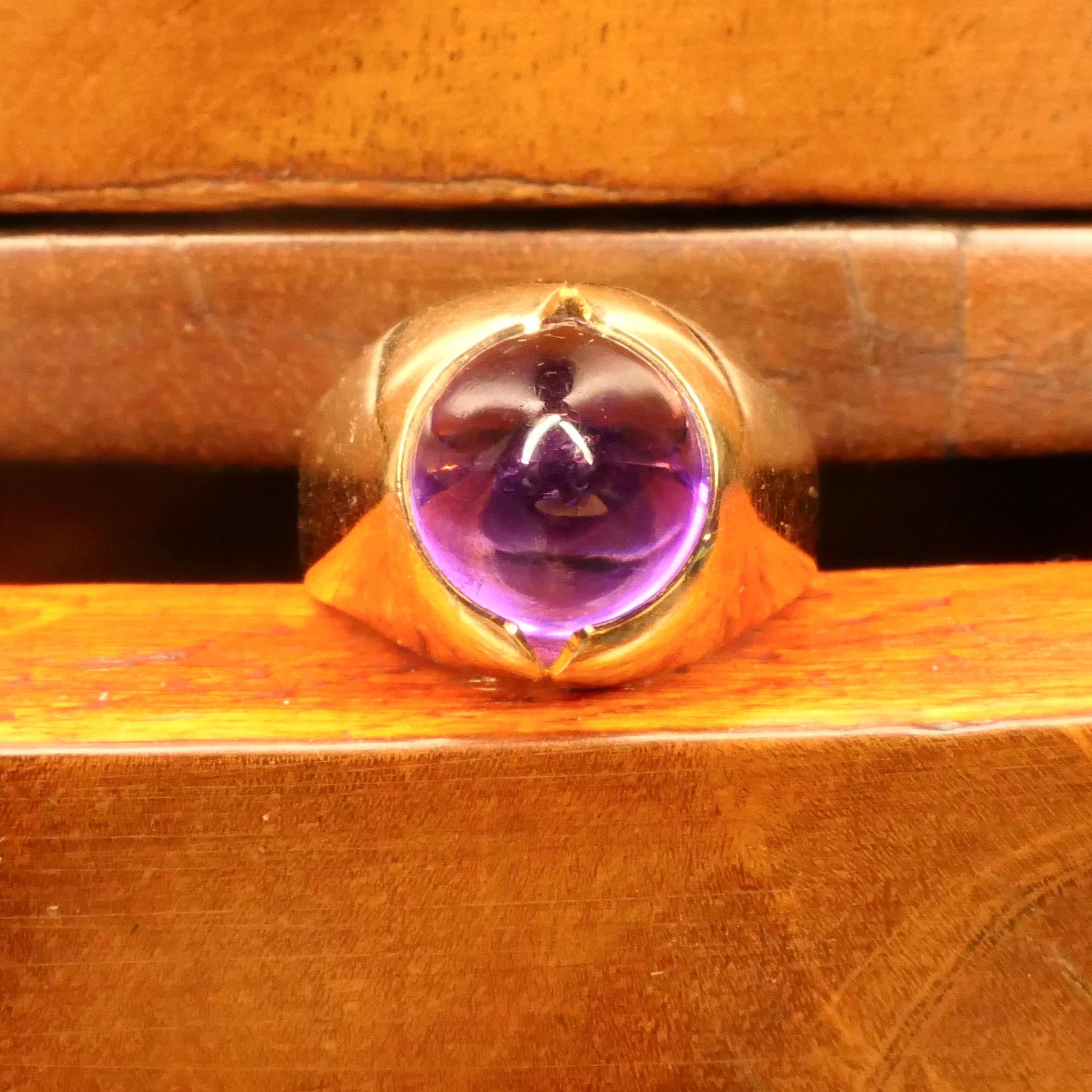 1960s Modernist 18ct Gold and Amethyst ring by Stigbert of Sweden