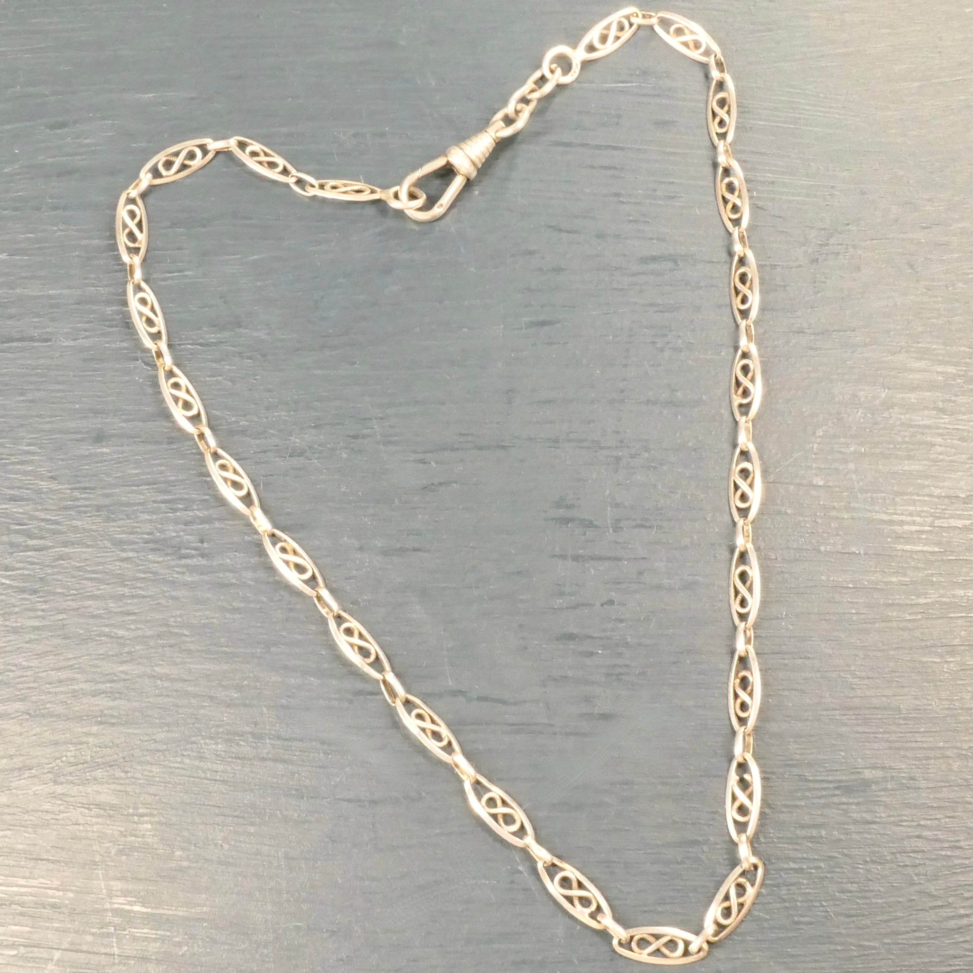 Antique, French Silver, Fancy Link, Watch Chain Necklace