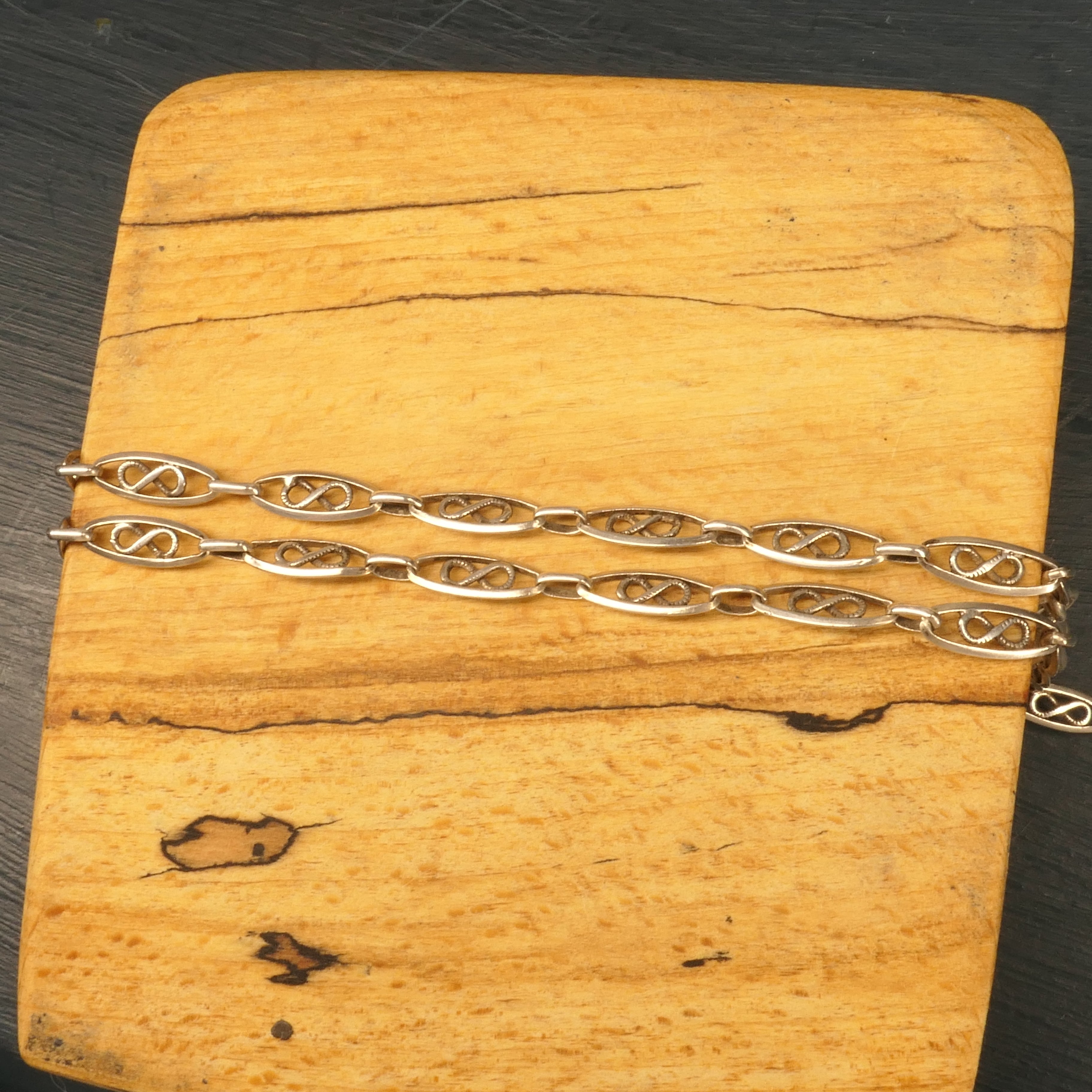 Antique, French Silver, Fancy Link, Watch Chain Necklace