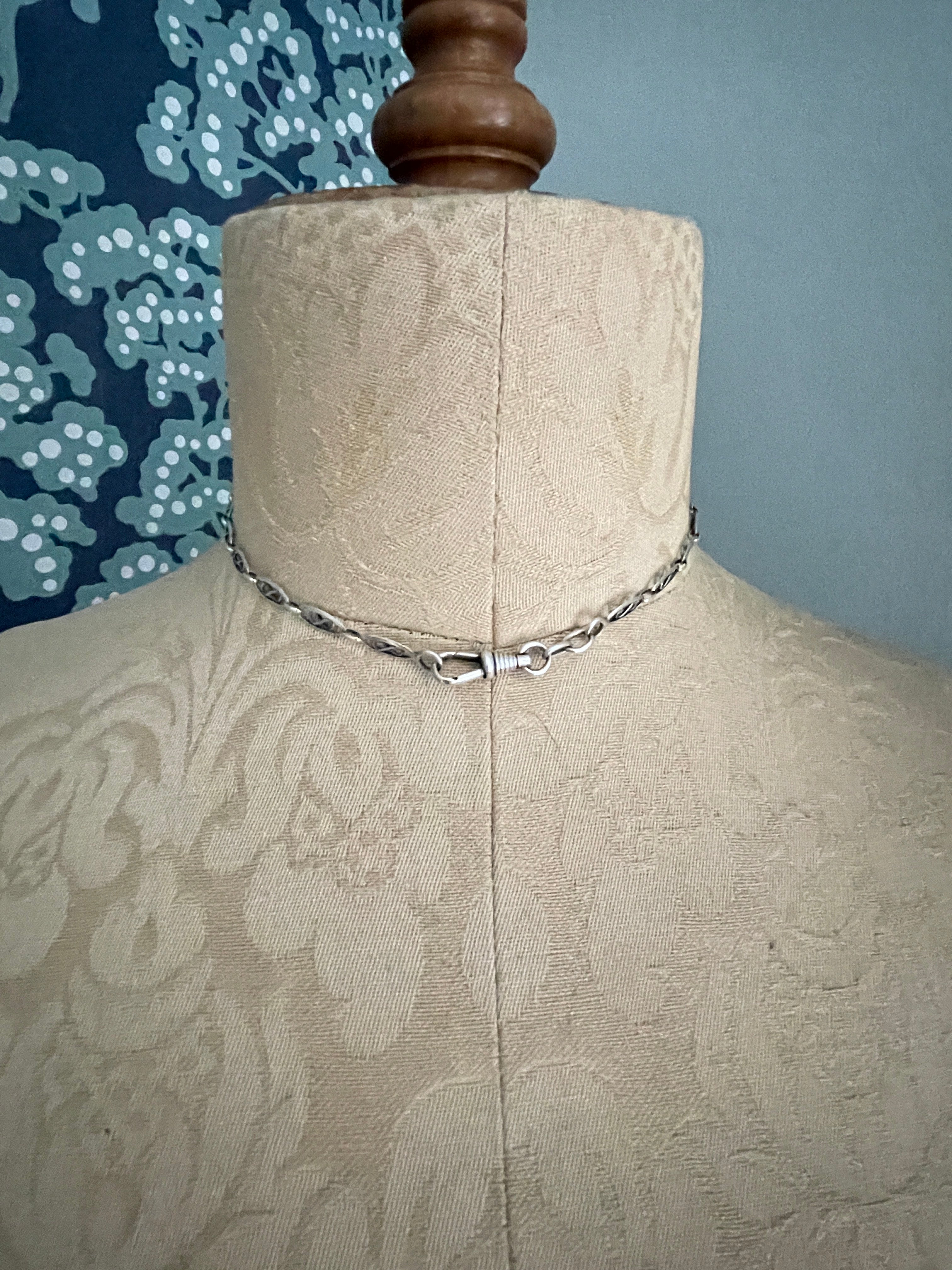 Antique, French Silver, Fancy Link, Watch Chain Necklace