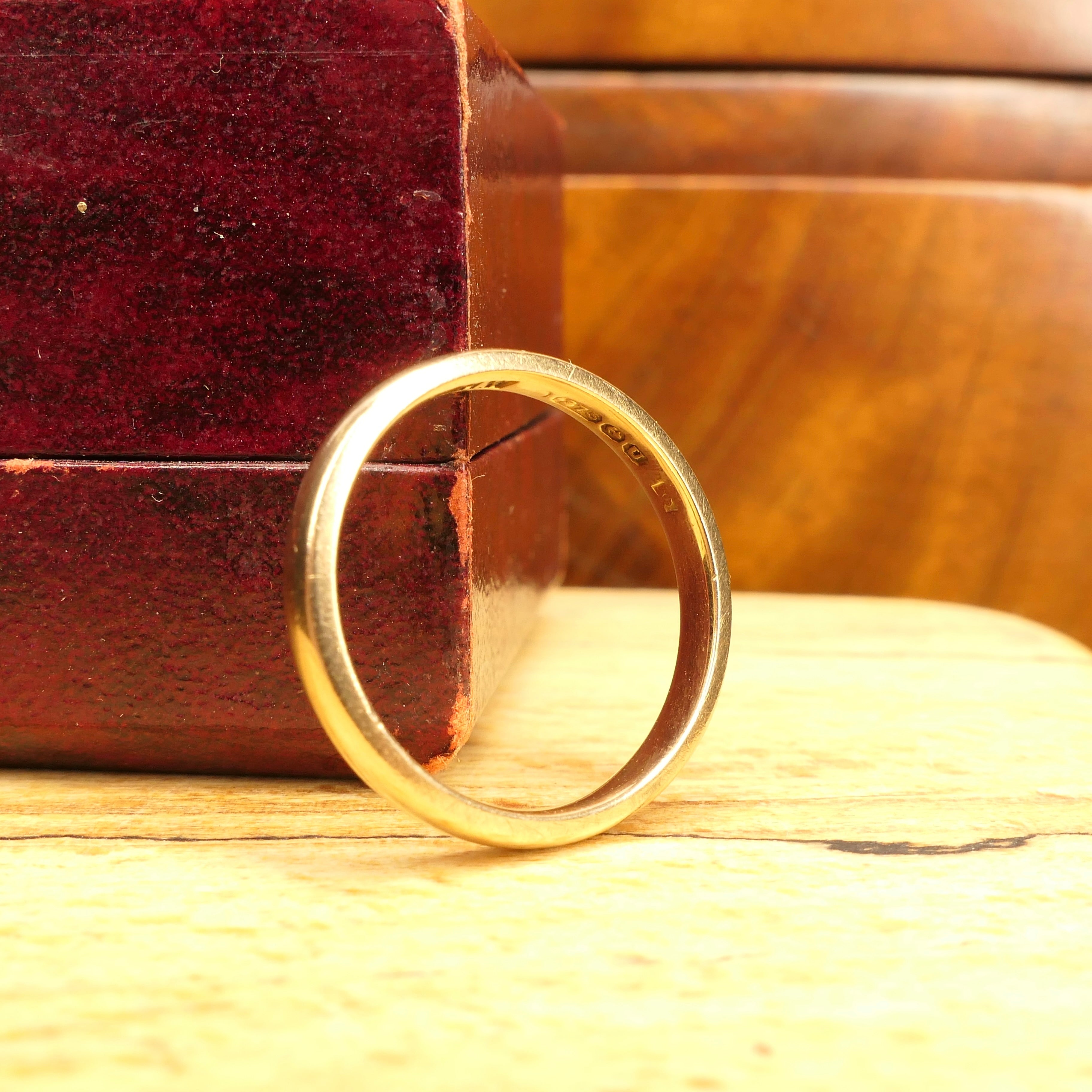 Vintage, 1940s, 9ct Gold, Utility Wedding Band Ring, Hallmarked 1944