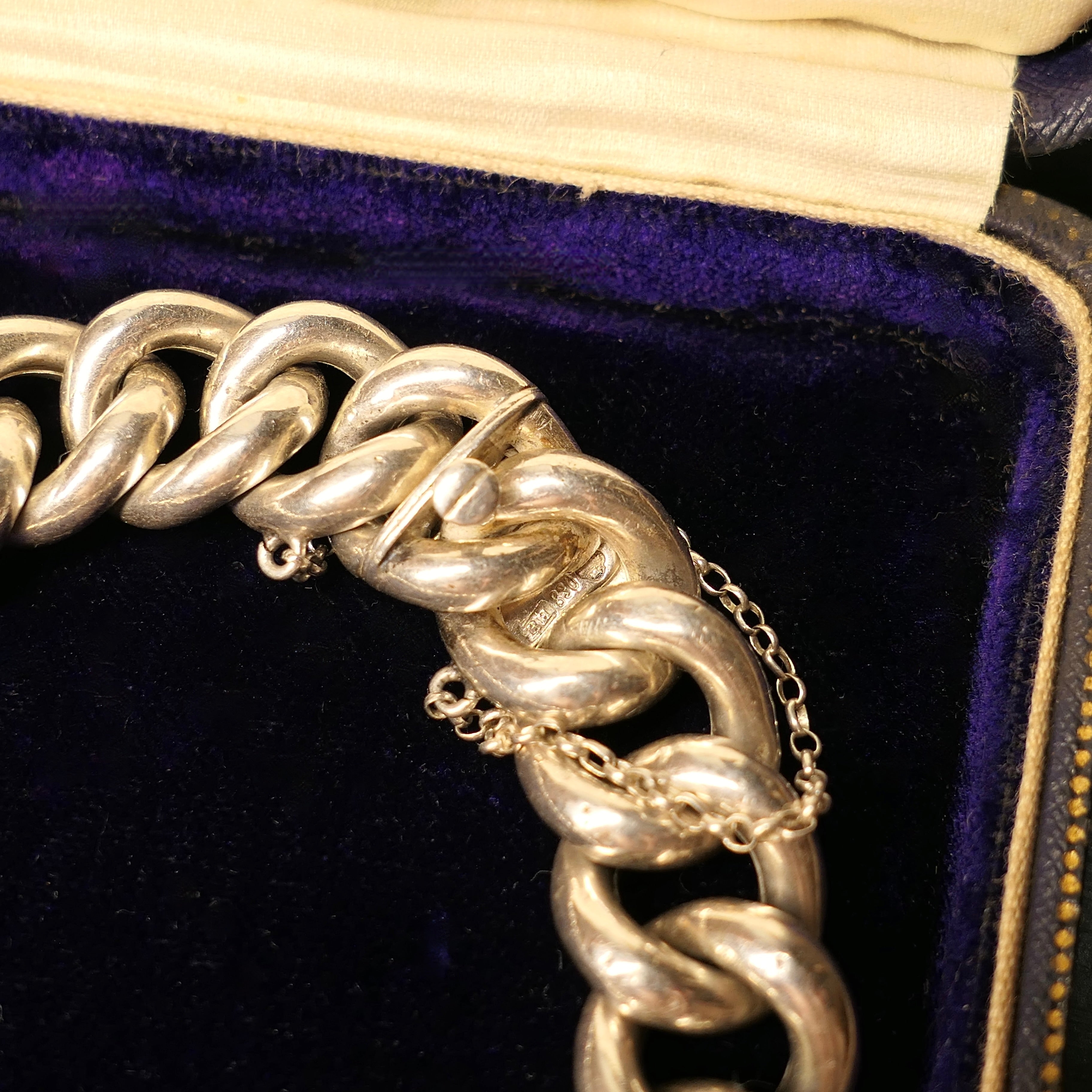Antique Silver Chunky Curb Link Chain Bracelet