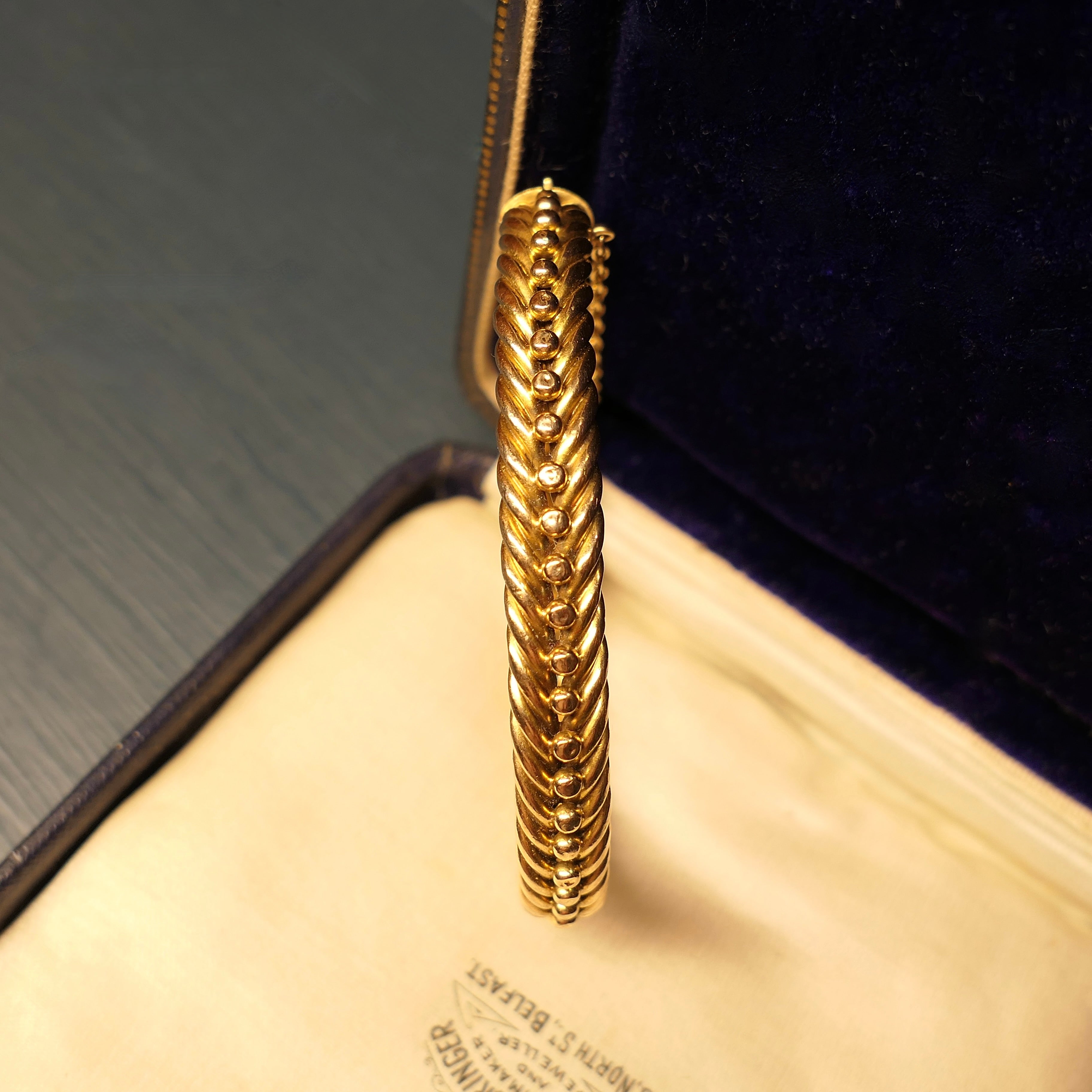 Victorian 15ct Gold, Braided Hinged Bangle, Bracelet, 22.5 grams