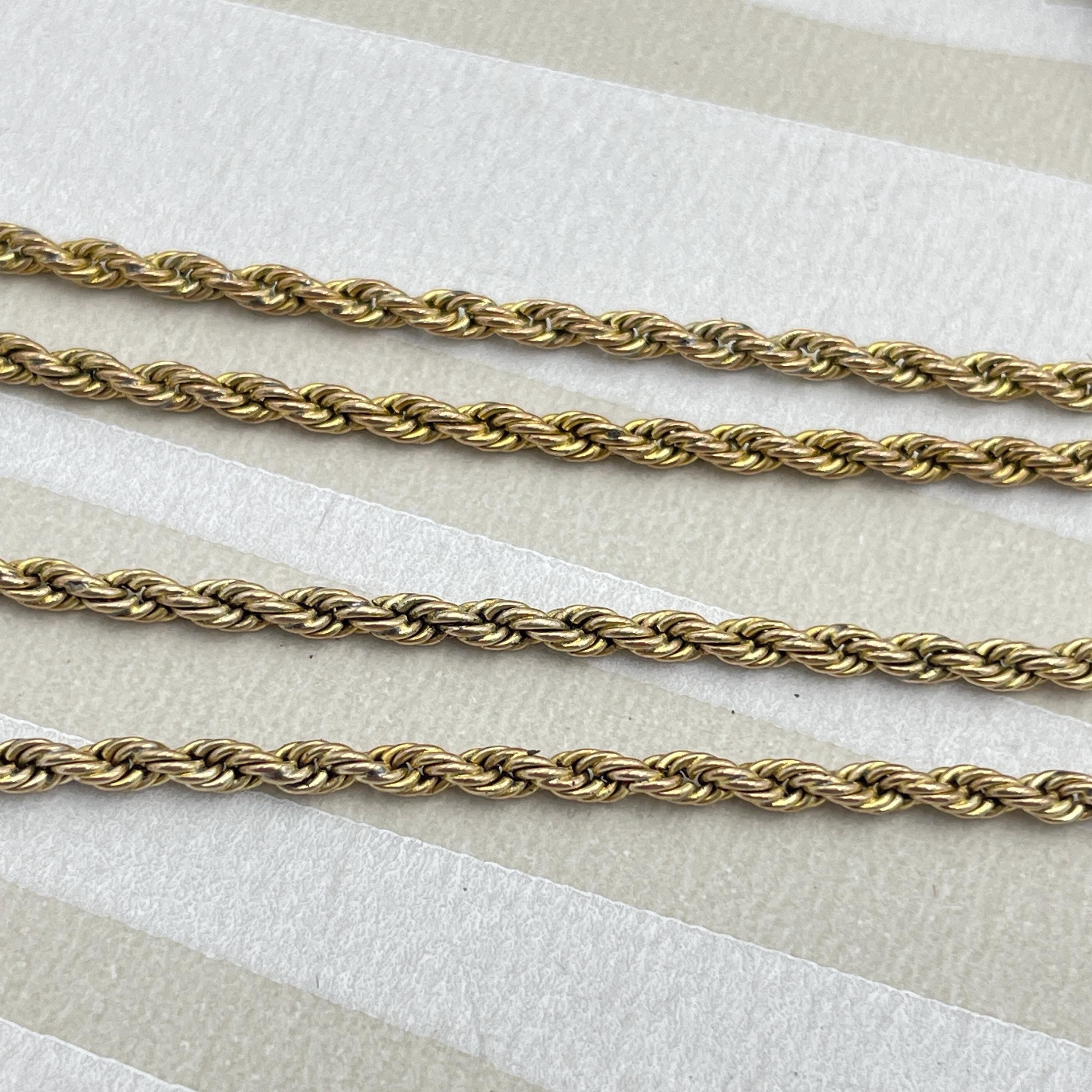 Antique, 9ct Gold Rope Twist Chain, Necklace, With Barrel Clasp