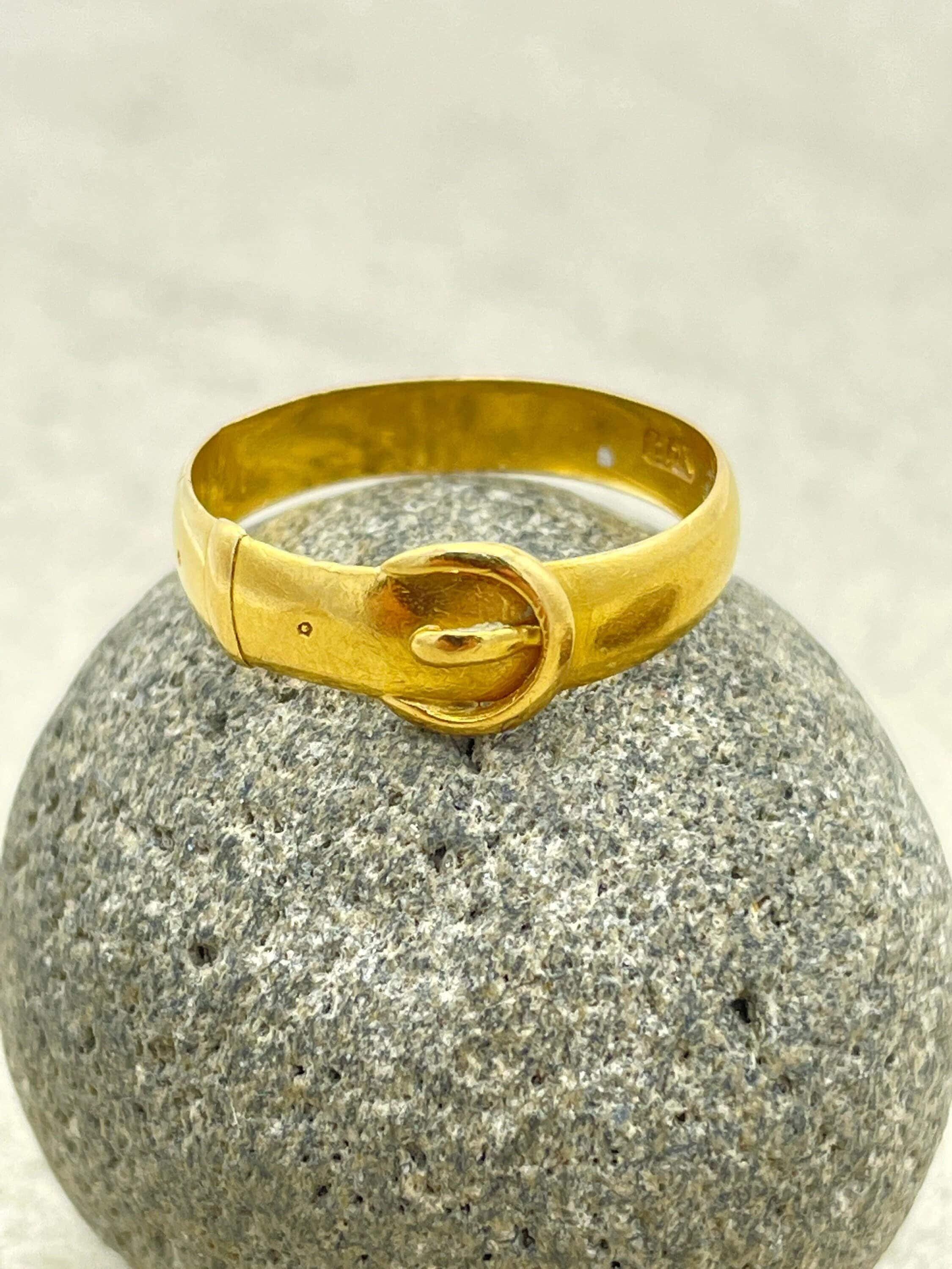 Victorian, 22ct Gold buckle ring, hallmarked 1897