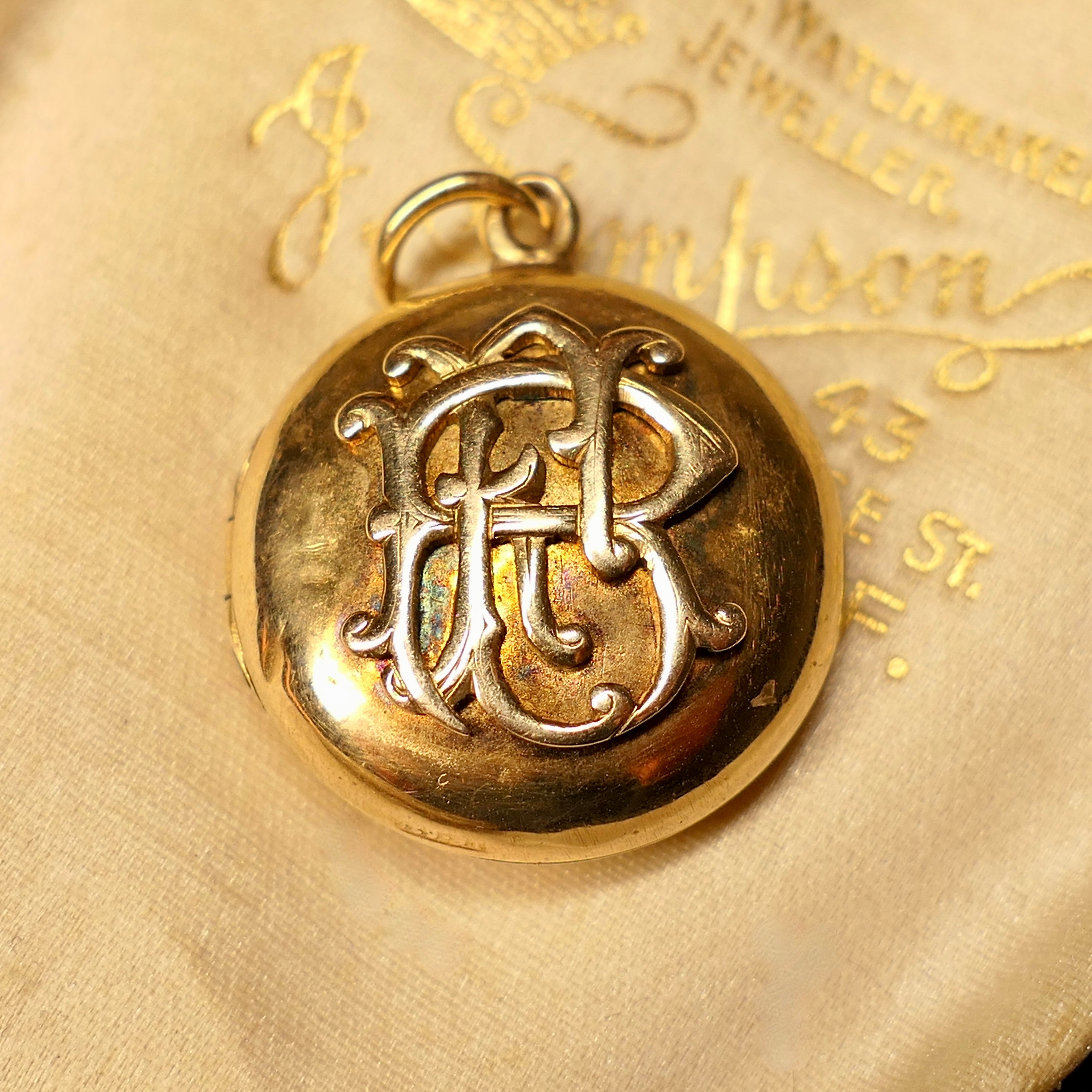 Victorian 15ct Gold, Round, Monogrammed Locket, Pendant