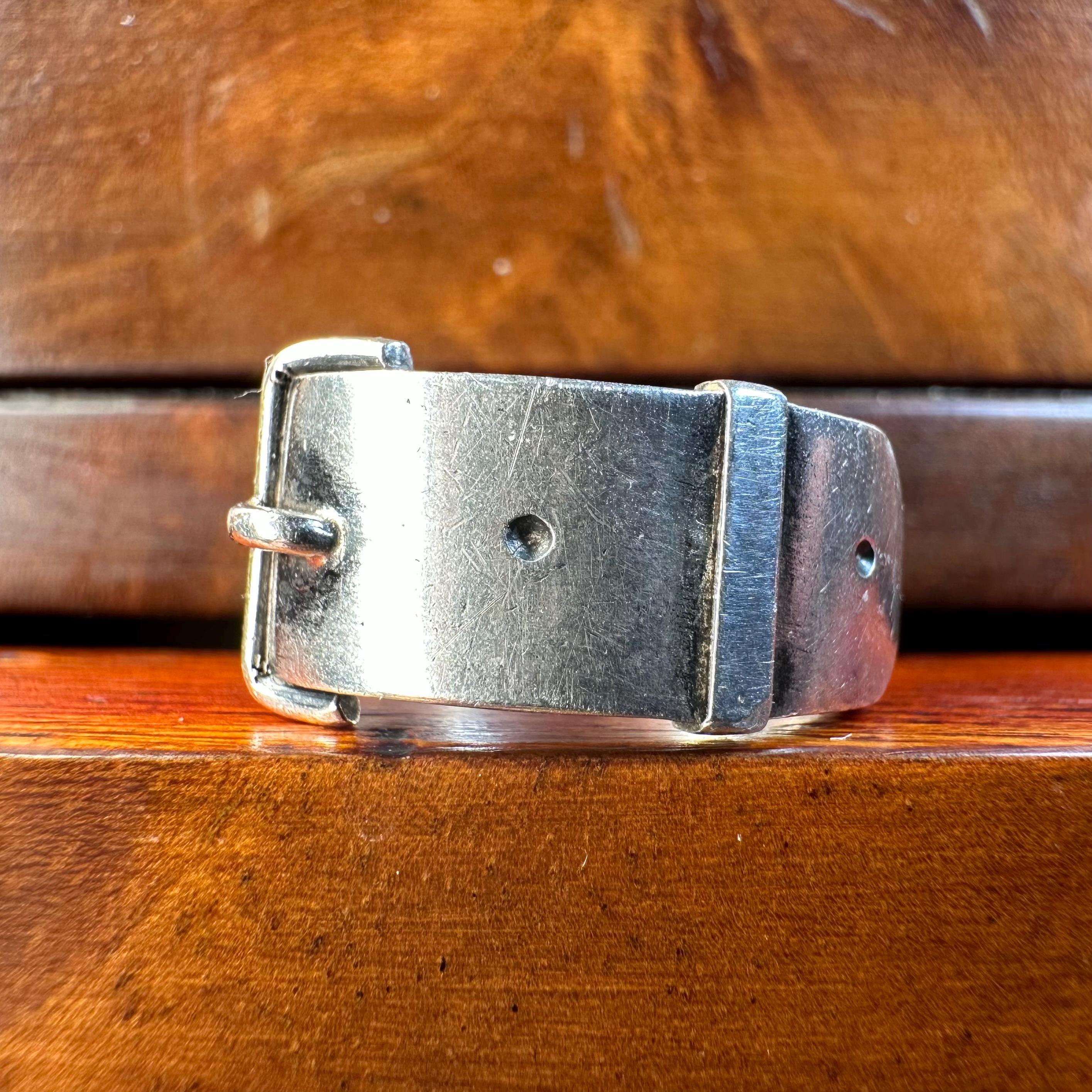 Victorian Sterling Silver, Chunky Wide Band Buckle Ring, Hallmarked 1880