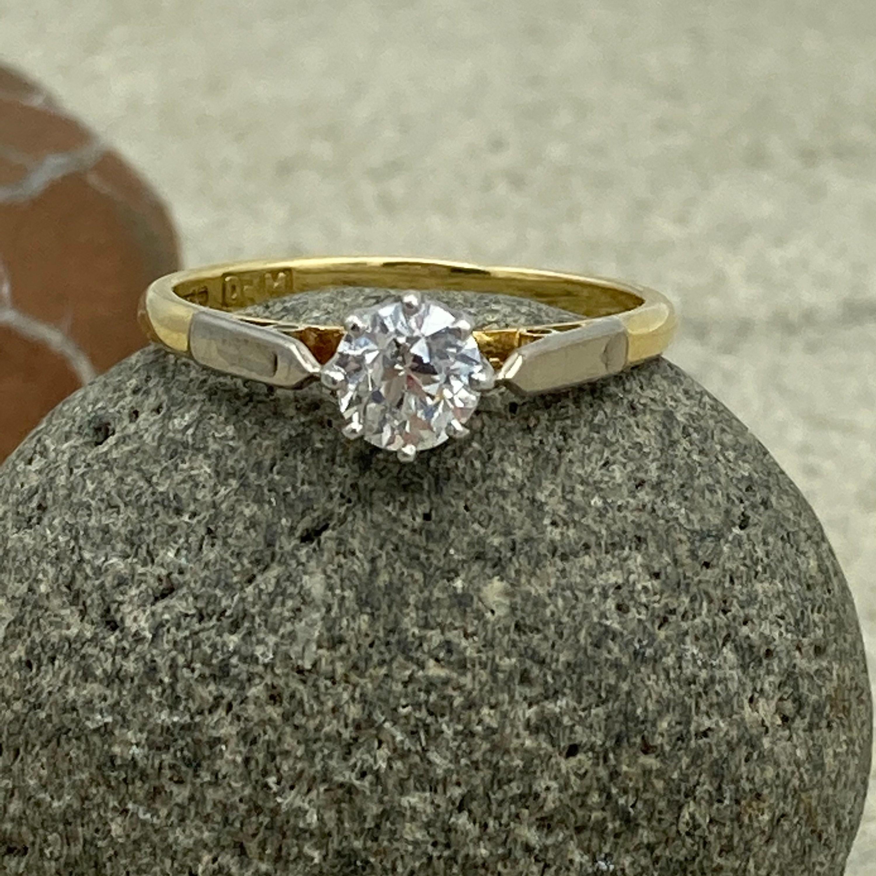 Vintage, 18ct Gold, Old European Cut Diamond, Solitaire Engagement Ring