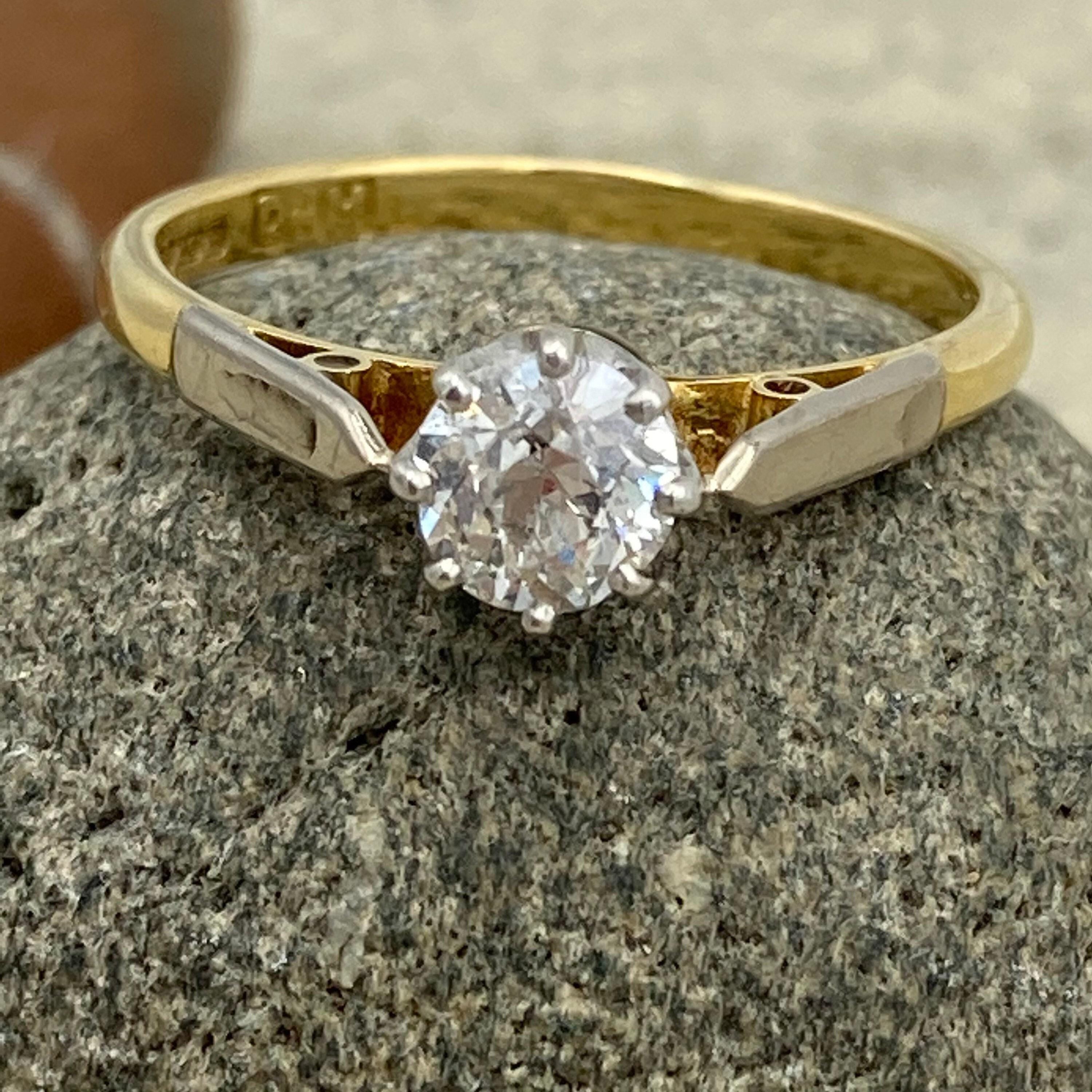 Vintage, 18ct Gold, Old European Cut Diamond, Solitaire Engagement Ring