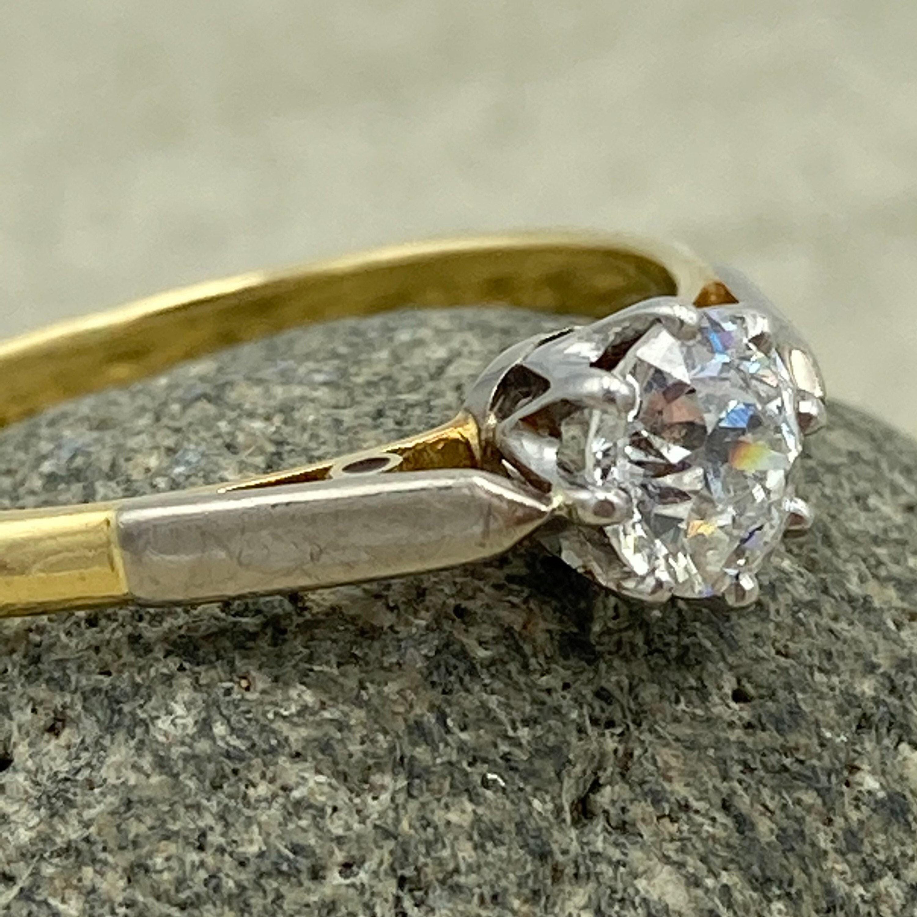 Vintage, 18ct Gold, Old European Cut Diamond, Solitaire Engagement Ring