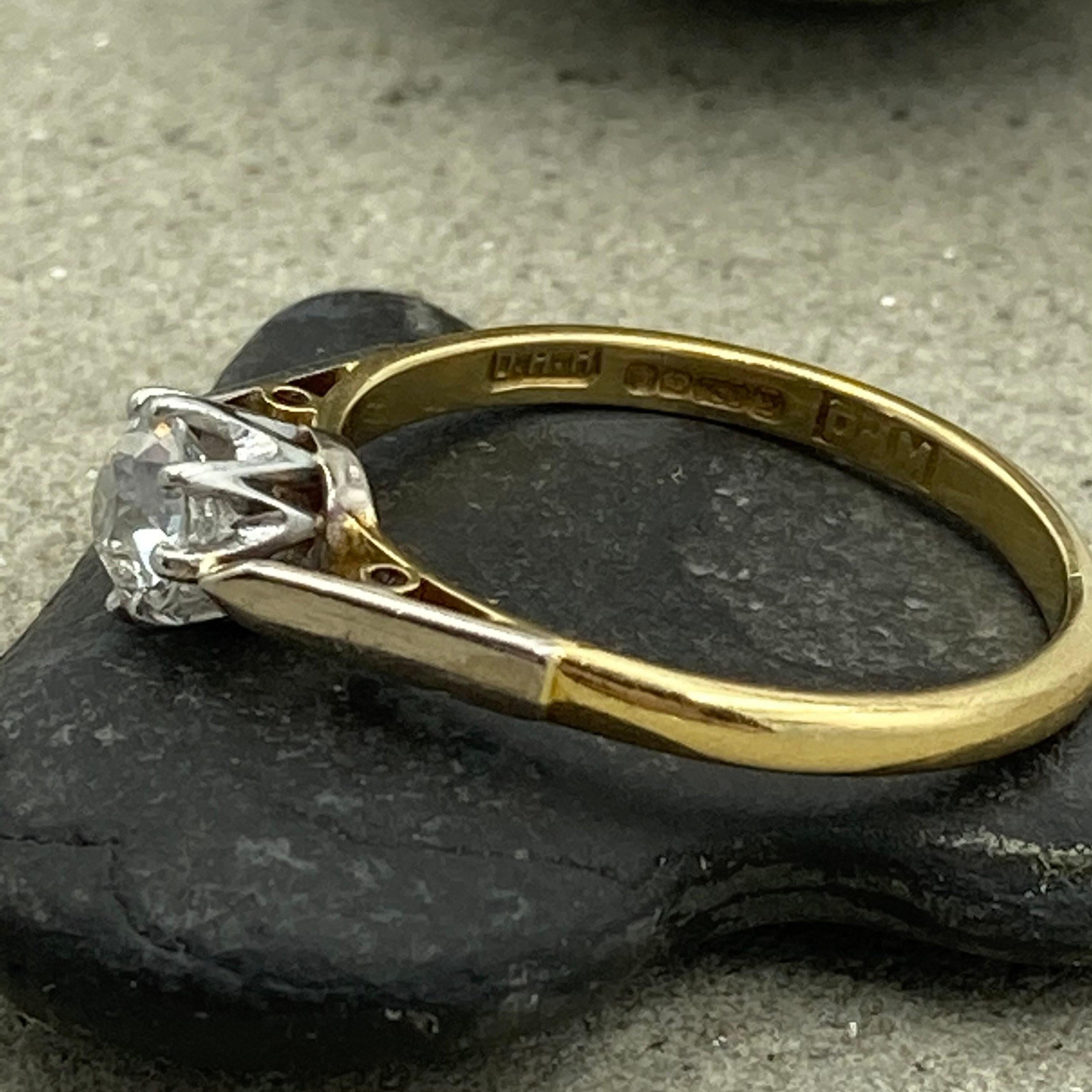 Vintage, 18ct Gold, Old European Cut Diamond, Solitaire Engagement Ring