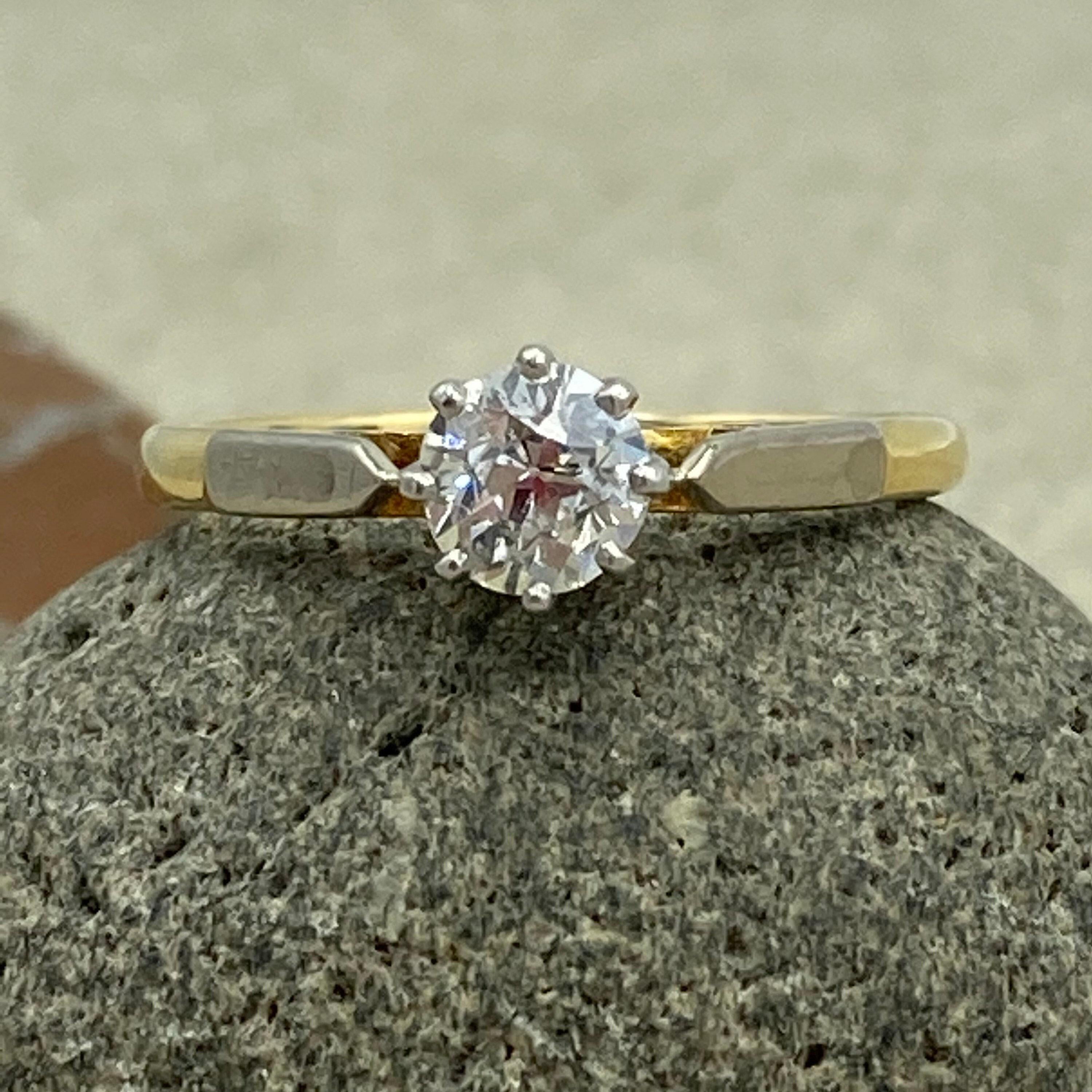 Vintage, 18ct Gold, Old European Cut Diamond, Solitaire Engagement Ring