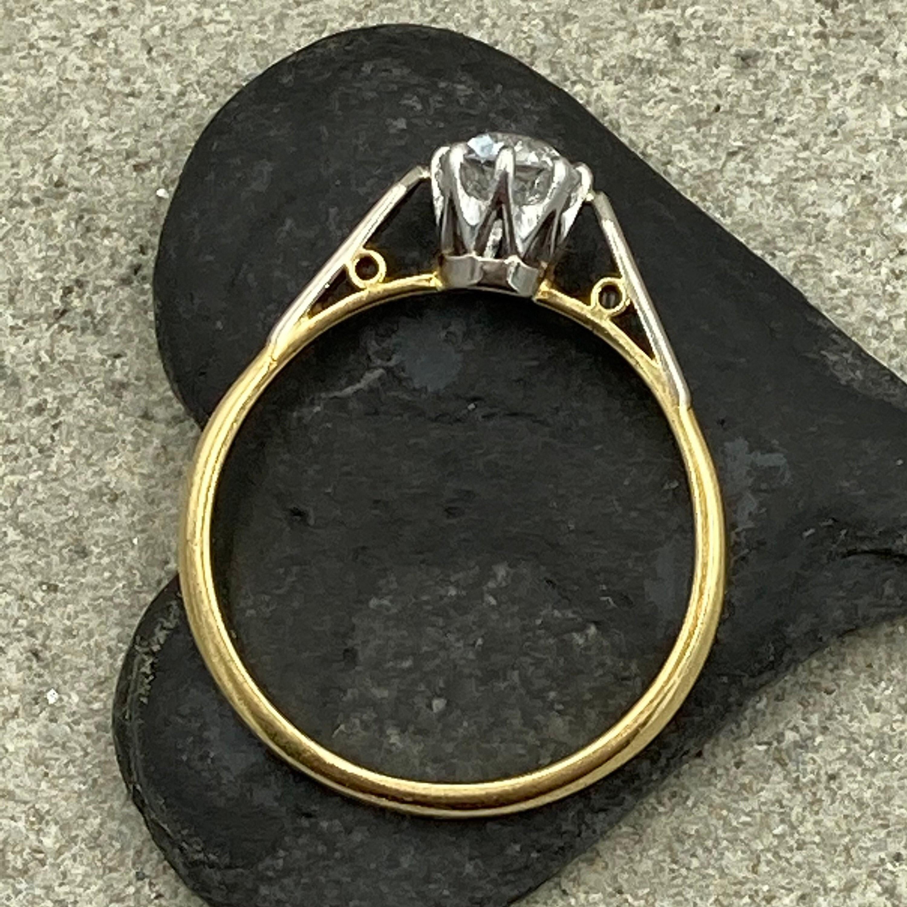 Vintage, 18ct Gold, Old European Cut Diamond, Solitaire Engagement Ring