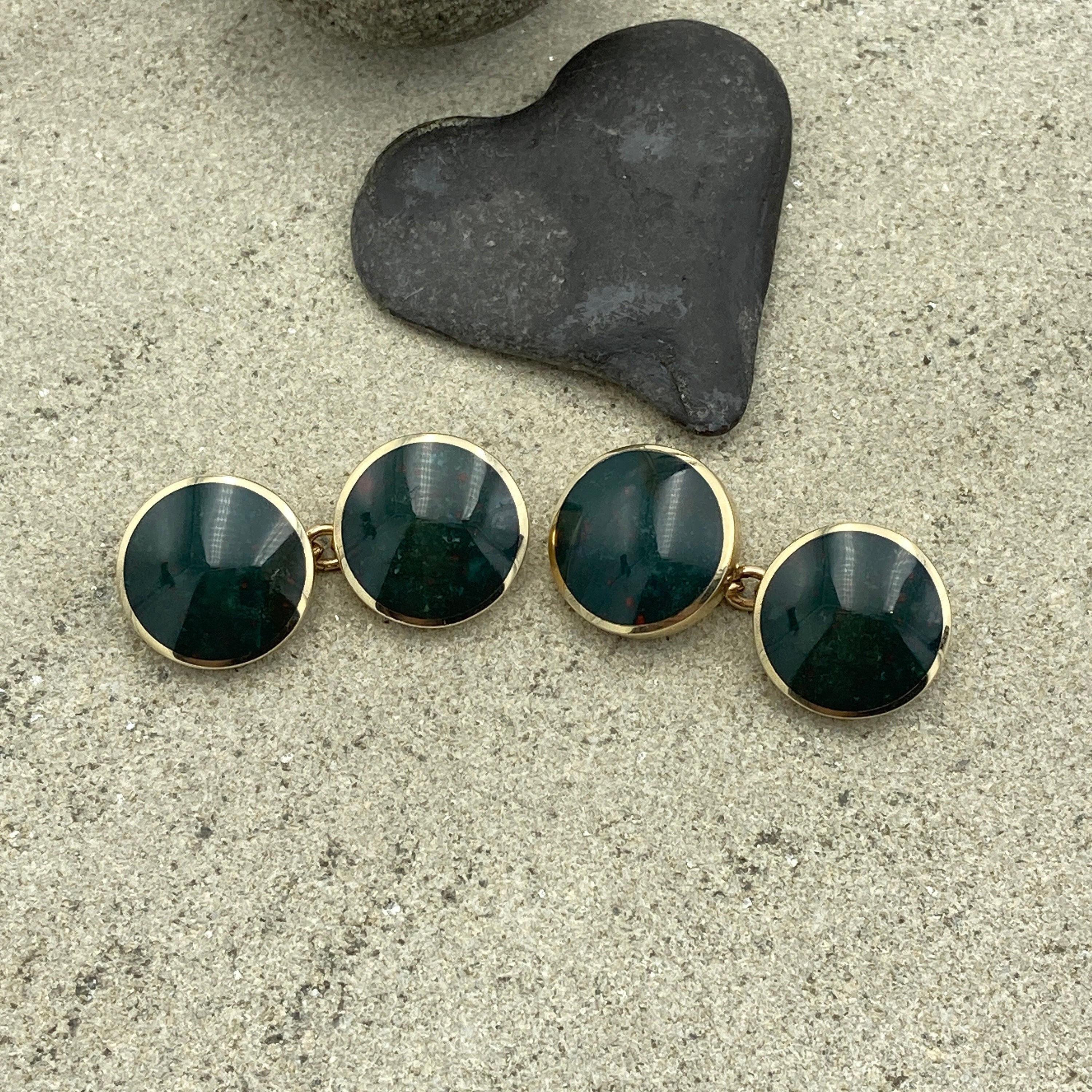 9ct Gold Bloodstone cufflinks