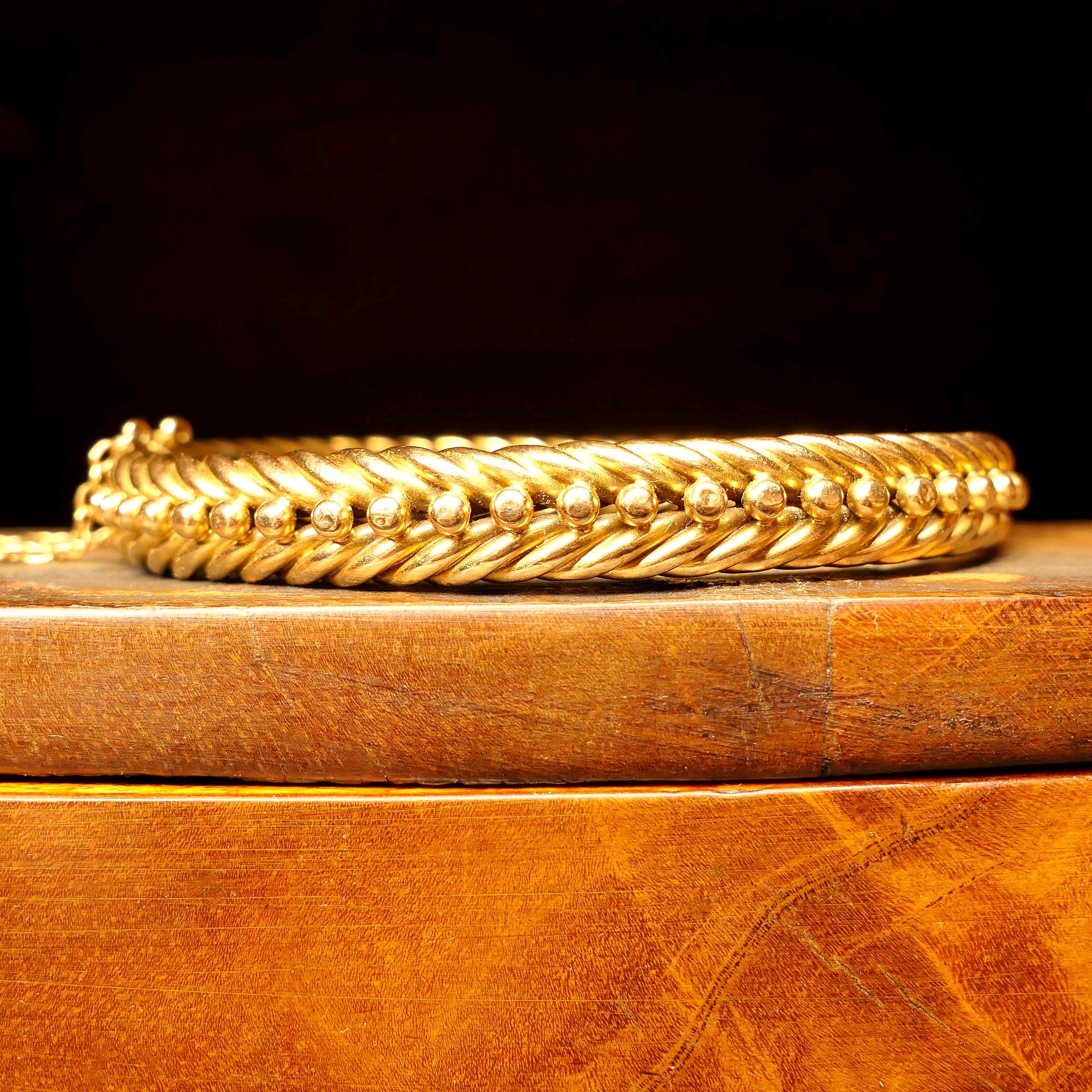 Victorian 15ct Gold, Braided Hinged Bangle, Bracelet, 22.5 grams