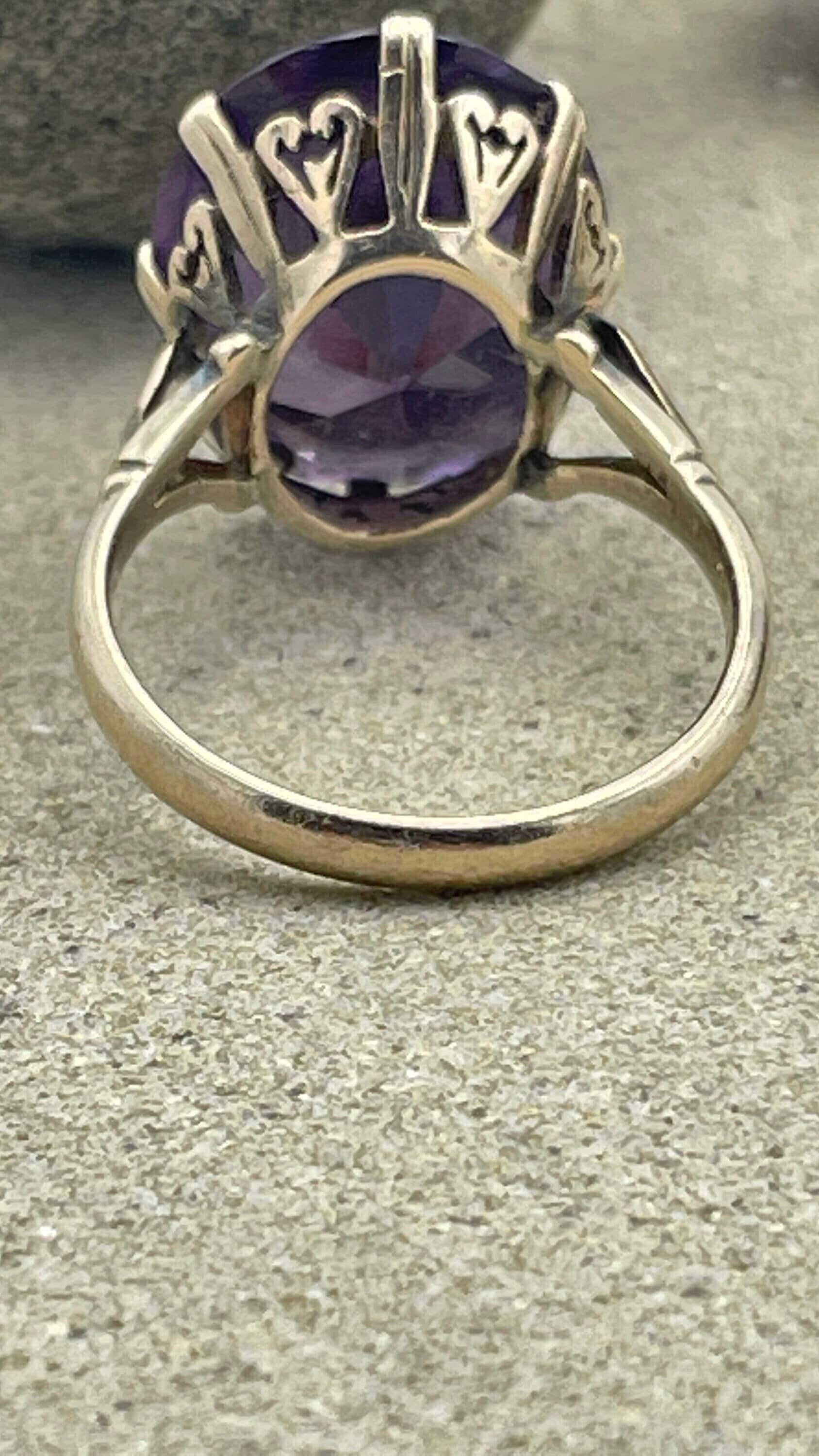 Vintage 9ct Gold Synthetic Purple Sapphire Dress Ring, c1940s