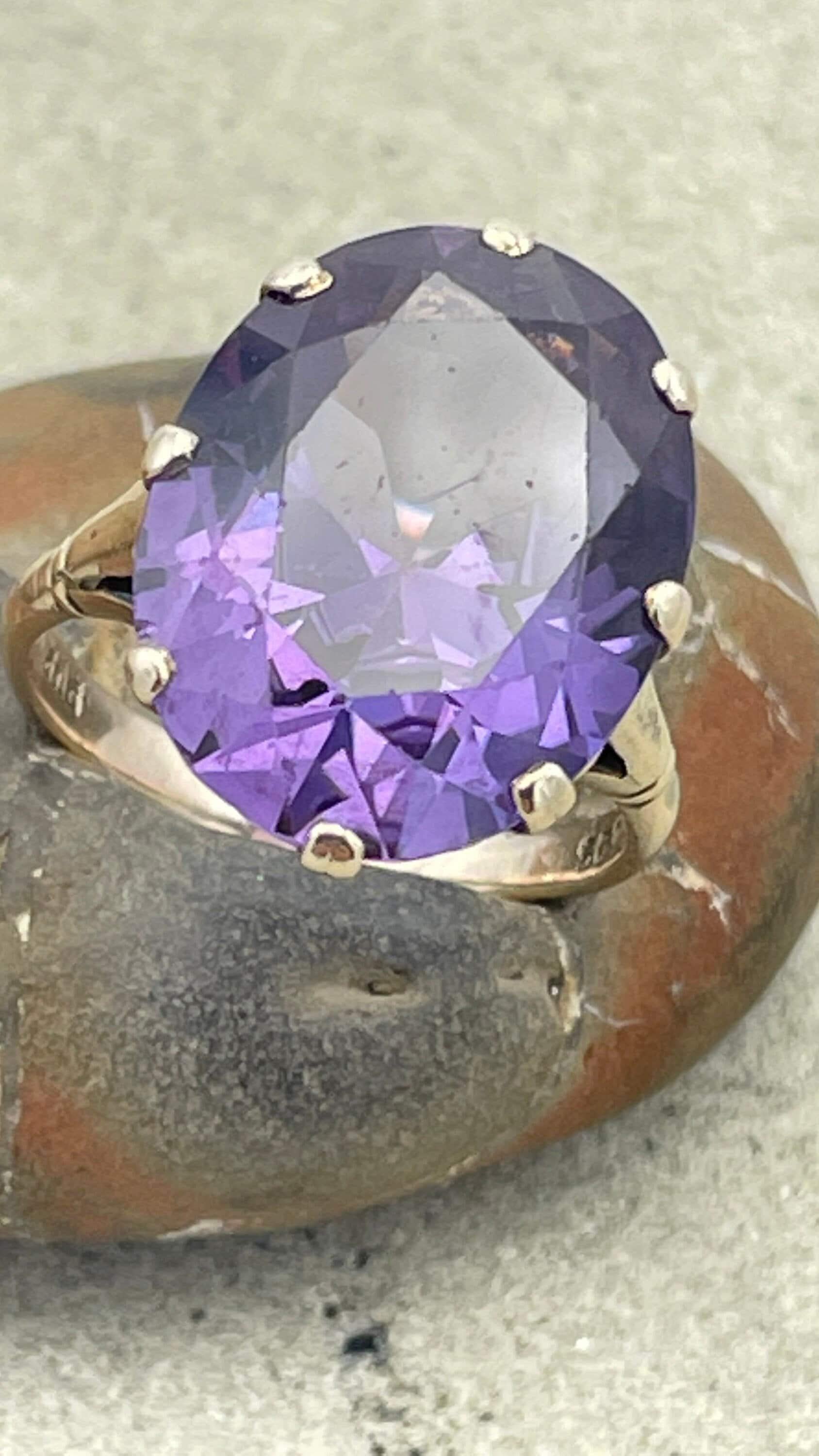 Vintage 9ct Gold Synthetic Purple Sapphire Dress Ring, c1940s