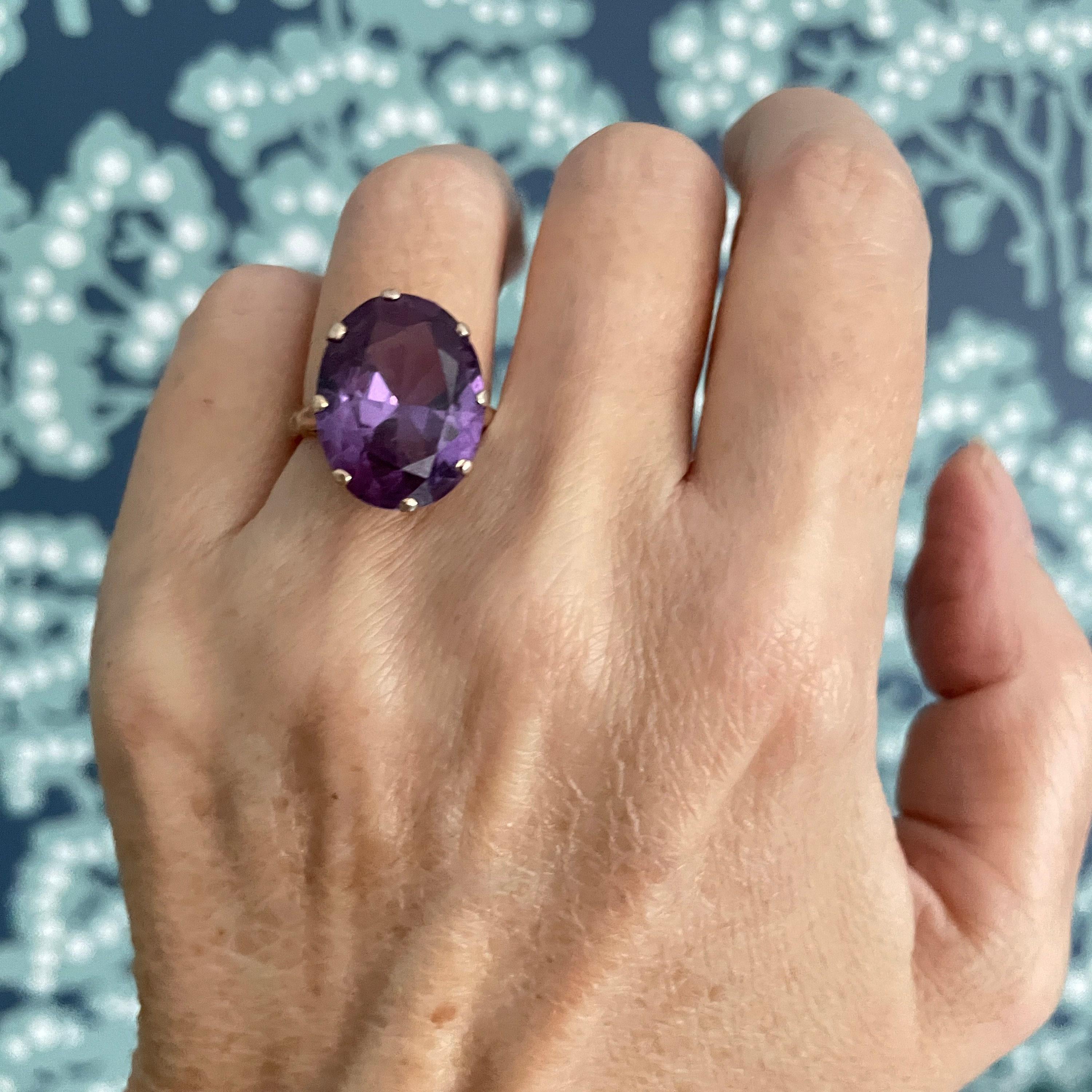 Vintage 9ct Gold Synthetic Purple Sapphire Dress Ring, c1940s