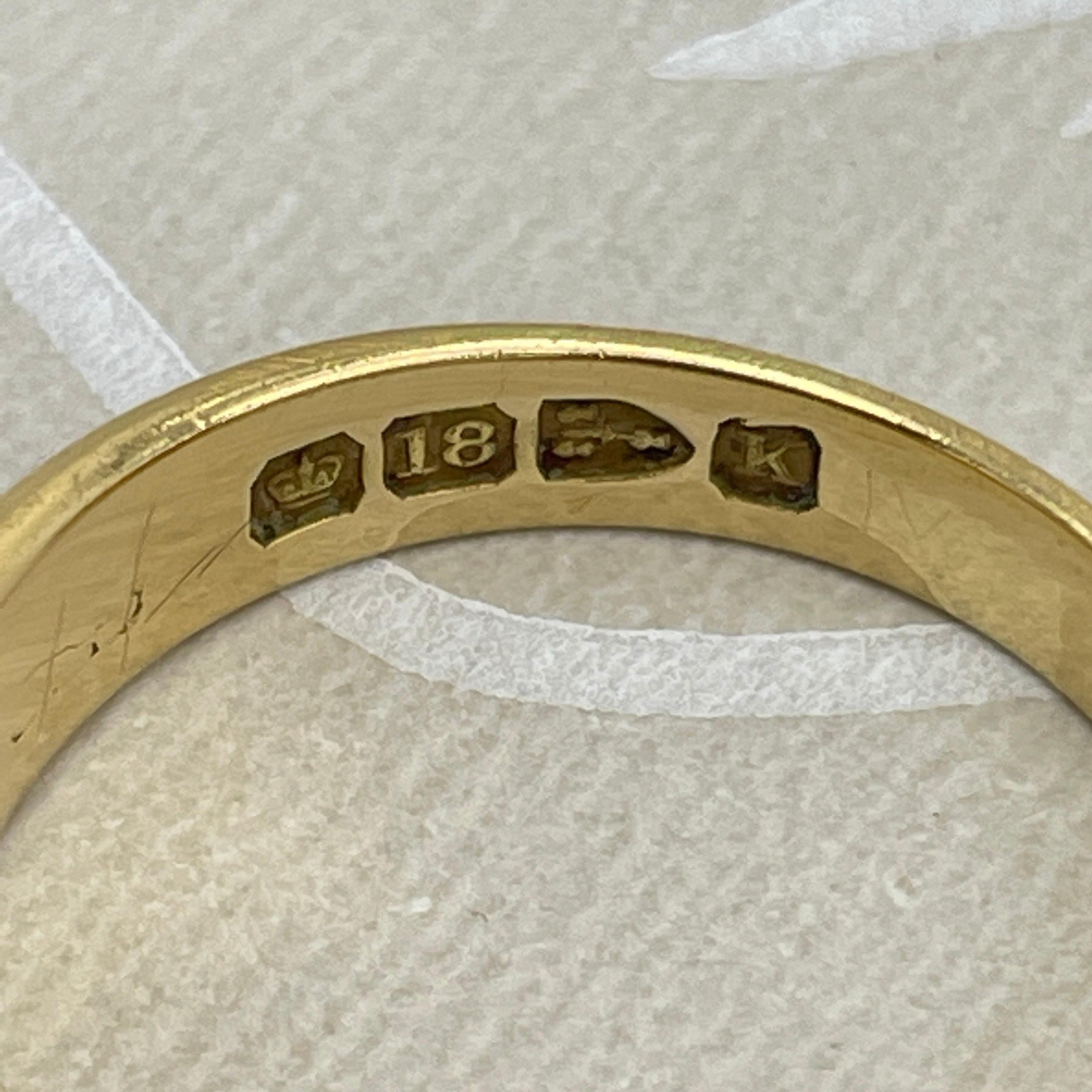 Victorian, 18ct Gold, Old Cut Diamond, Mourning Ring, Hallmarked Chester 1893