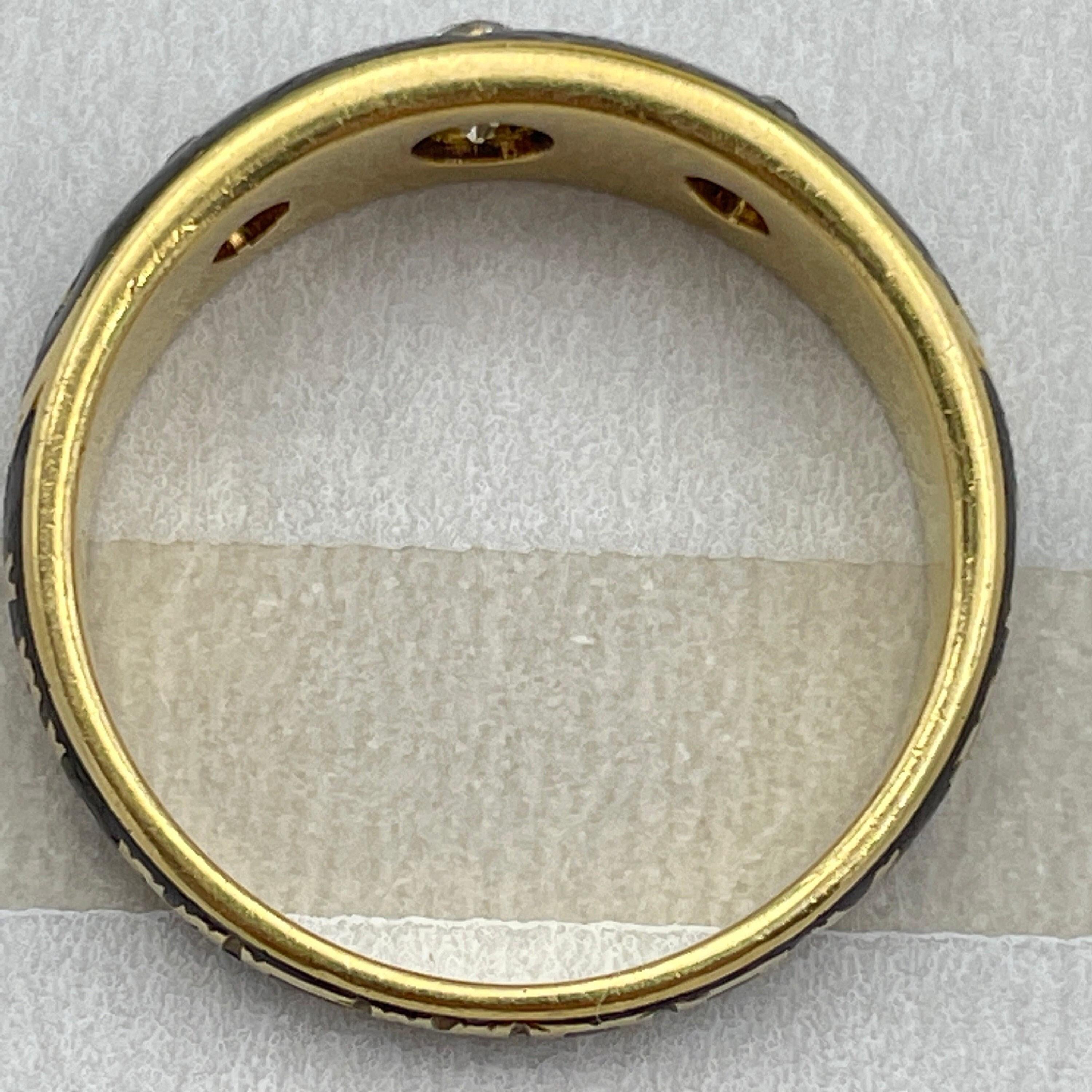 Victorian, 18ct Gold, Old Cut Diamond, Mourning Ring, Hallmarked Chester 1893