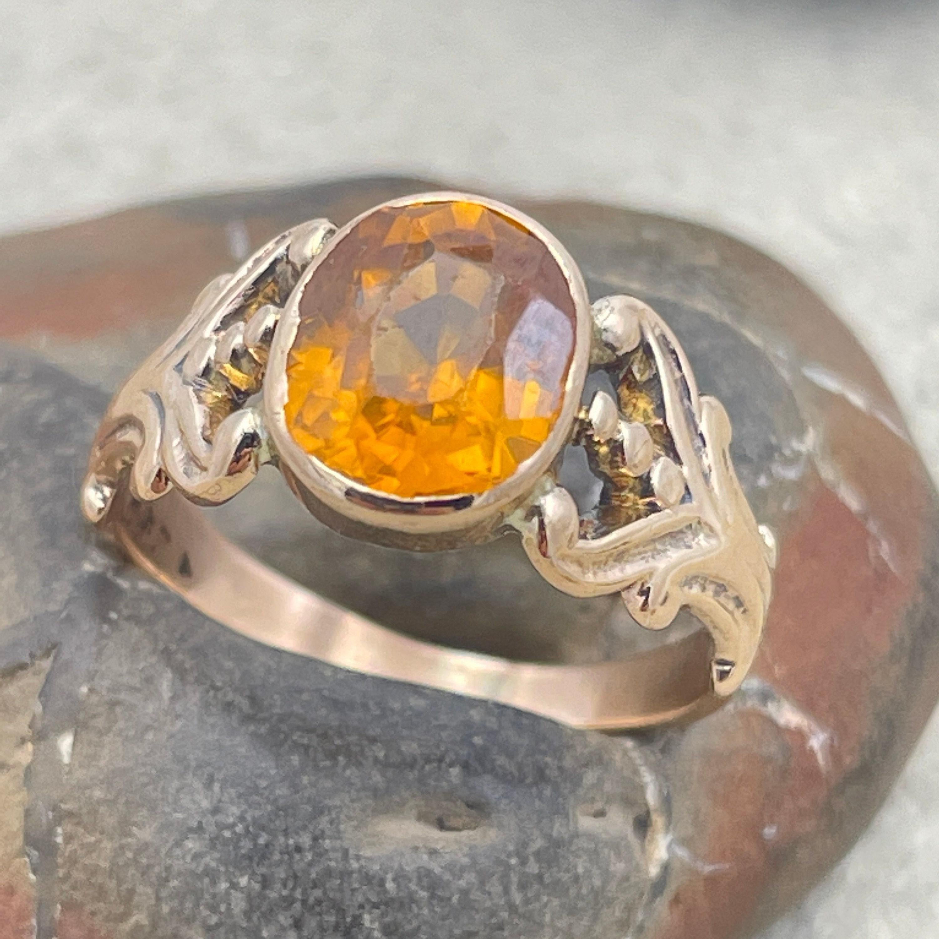 Antique 9ct Gold Citrine Paste Ring