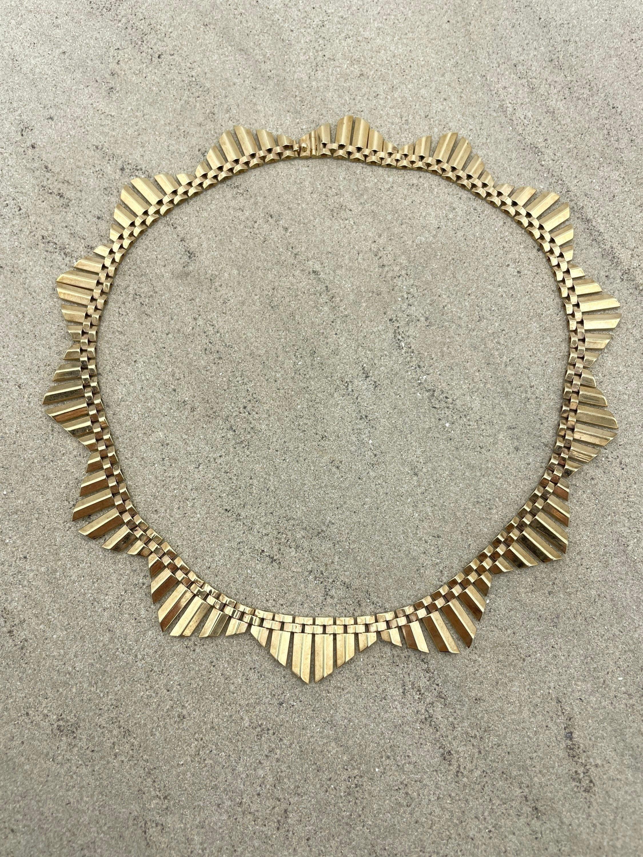 Original 1950s, 9ct Gold Collar Necklace. Hallmarked In 1955, 34 Grams