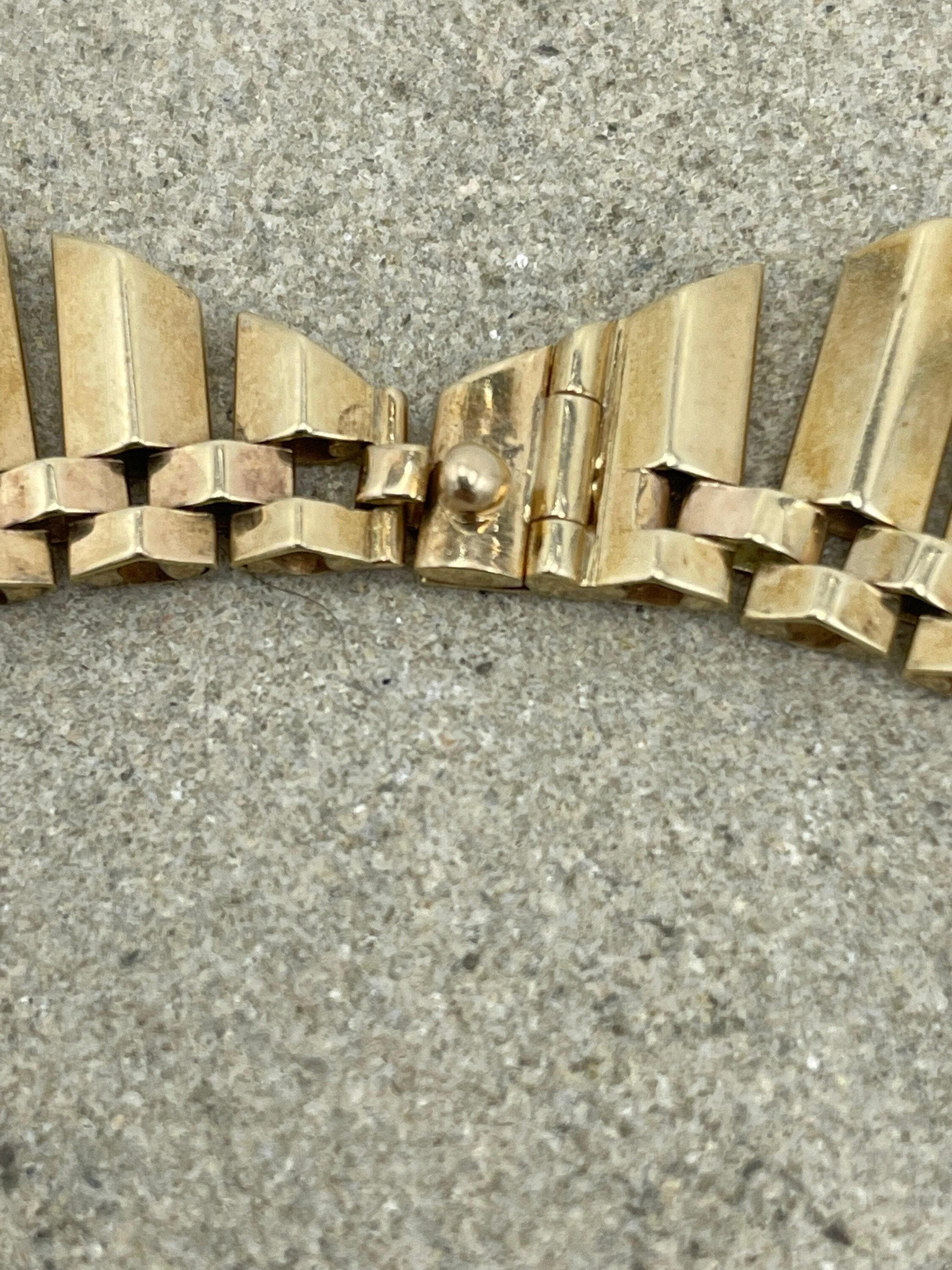 Original 1950s, 9ct Gold Collar Necklace. Hallmarked In 1955, 34 Grams