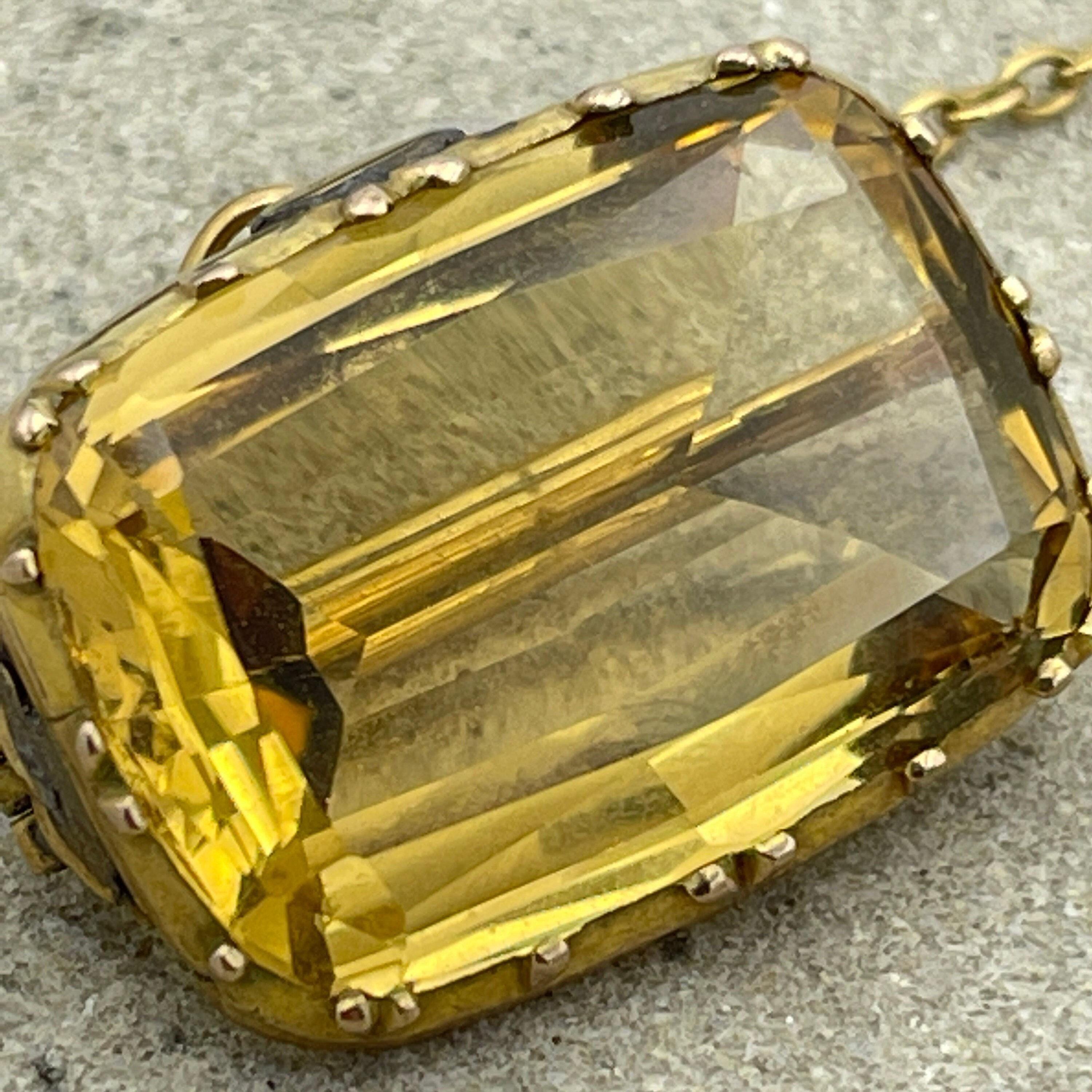 Antique, 15ct Gold, Faceted Citrine Brooch