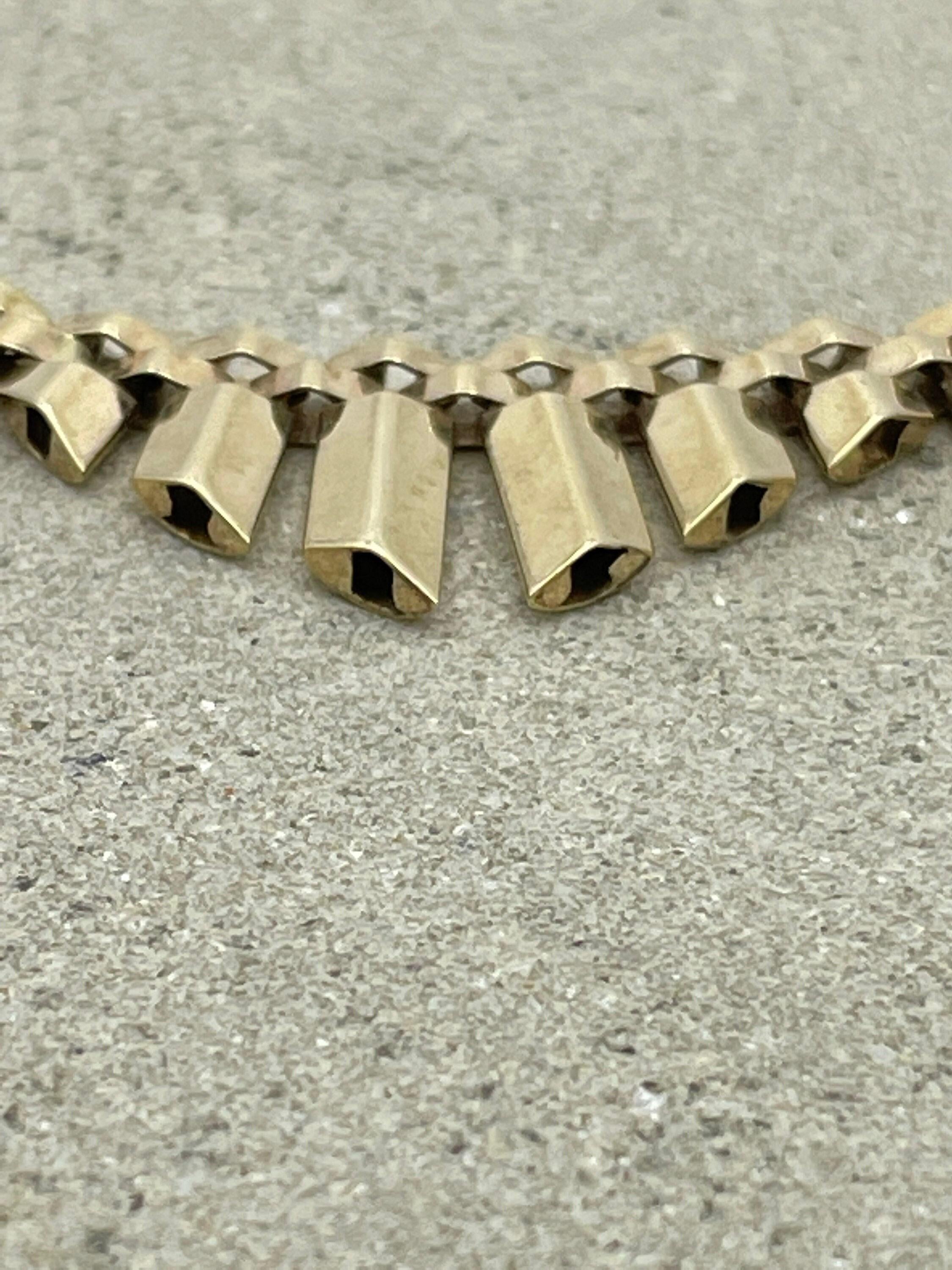 Original 1950s, 9ct Gold Collar Necklace. Hallmarked In 1955, 34 Grams