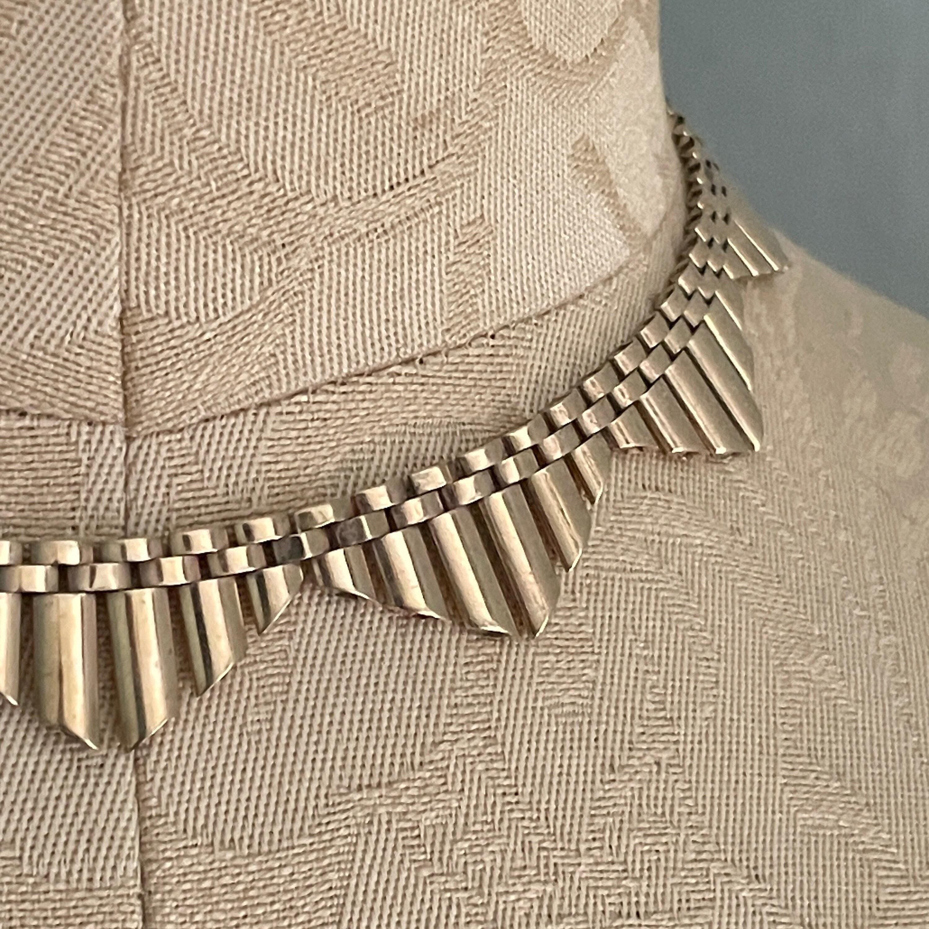 Original 1950s, 9ct Gold Collar Necklace. Hallmarked In 1955, 34 Grams