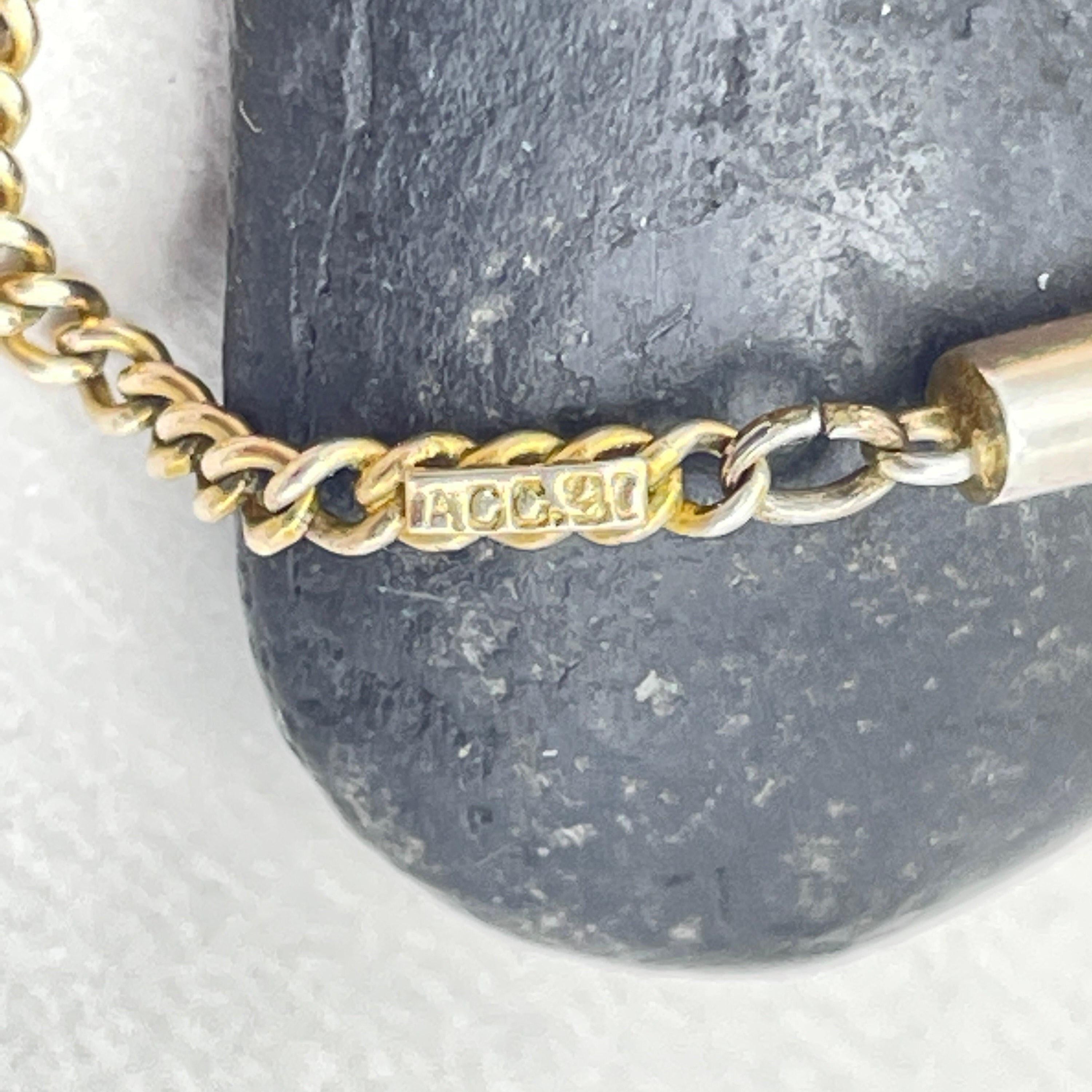 Antique, 9ct Gold, Fine Curb Link Chain, With Barrel Clasp