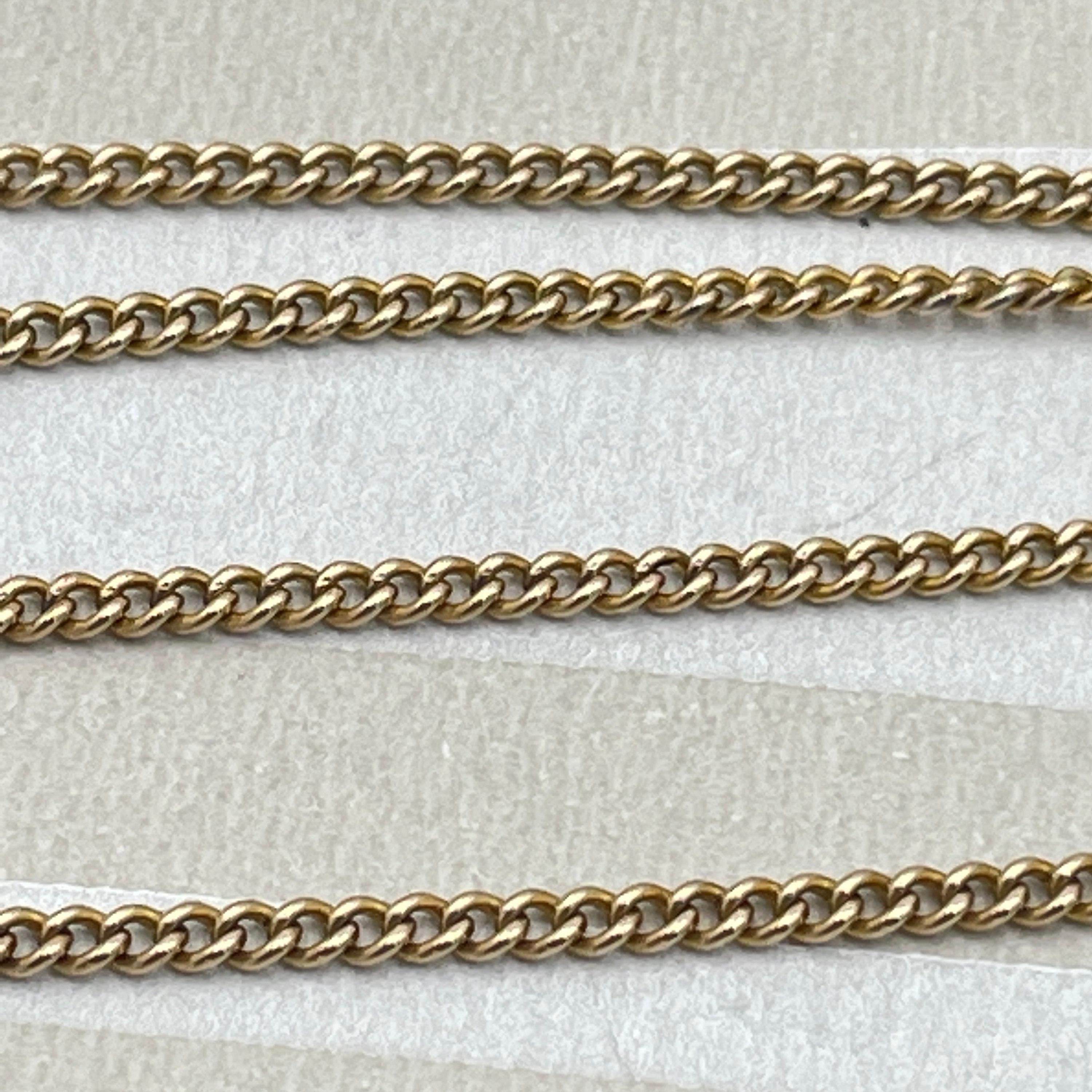 Antique, 9ct Gold, Fine Curb Link Chain, With Barrel Clasp