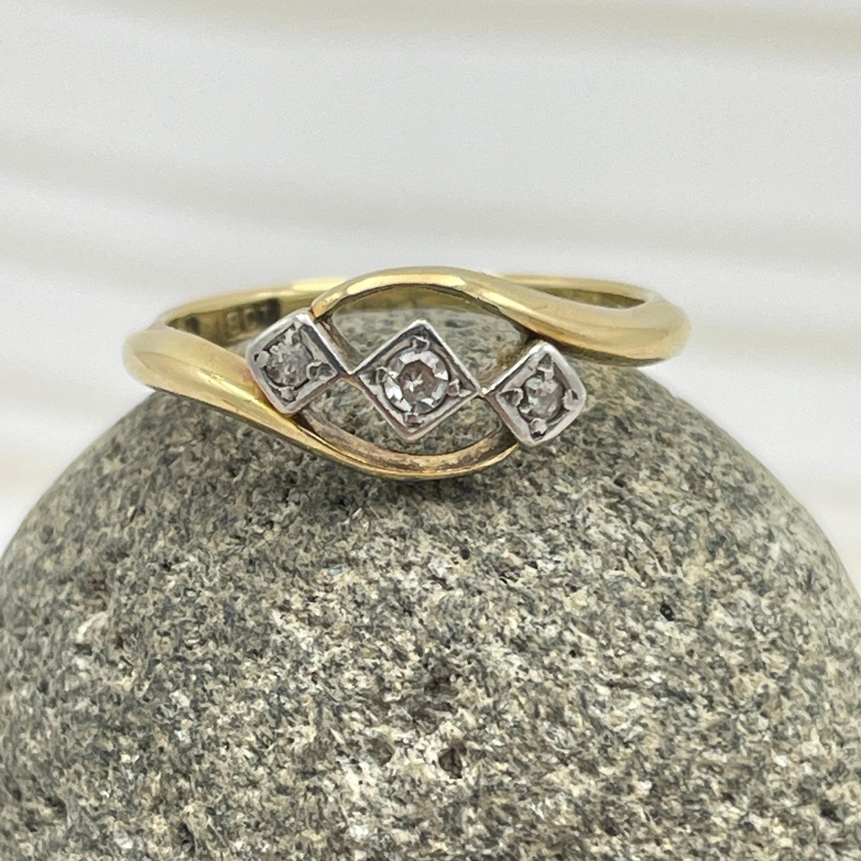 Vintage, Art Deco, 18ct Gold, Platinum & Diamond, Trilogy Bypass Ring