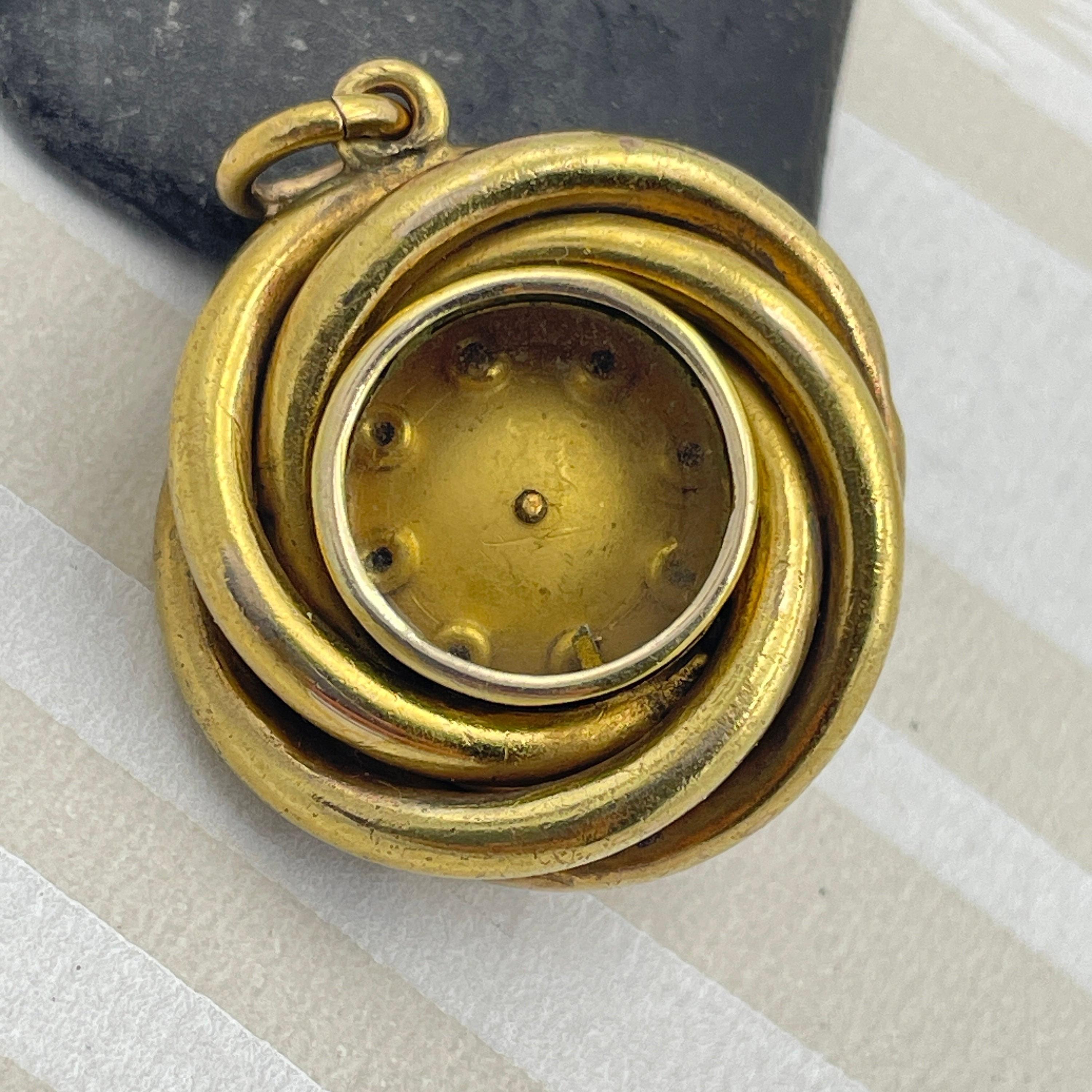 Victorian 15ct Gold & Turquoise, Glazed Reverse Locket, Pendant