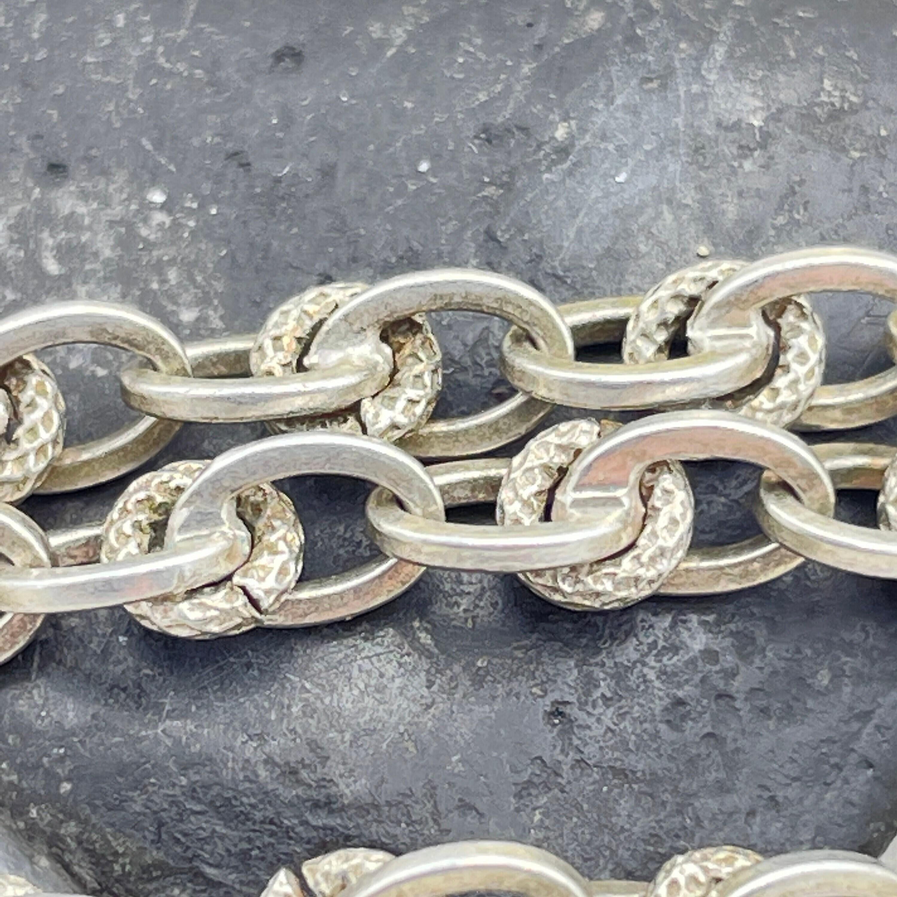 Antique silver fancy link chain from France, orders French silver hallmarks