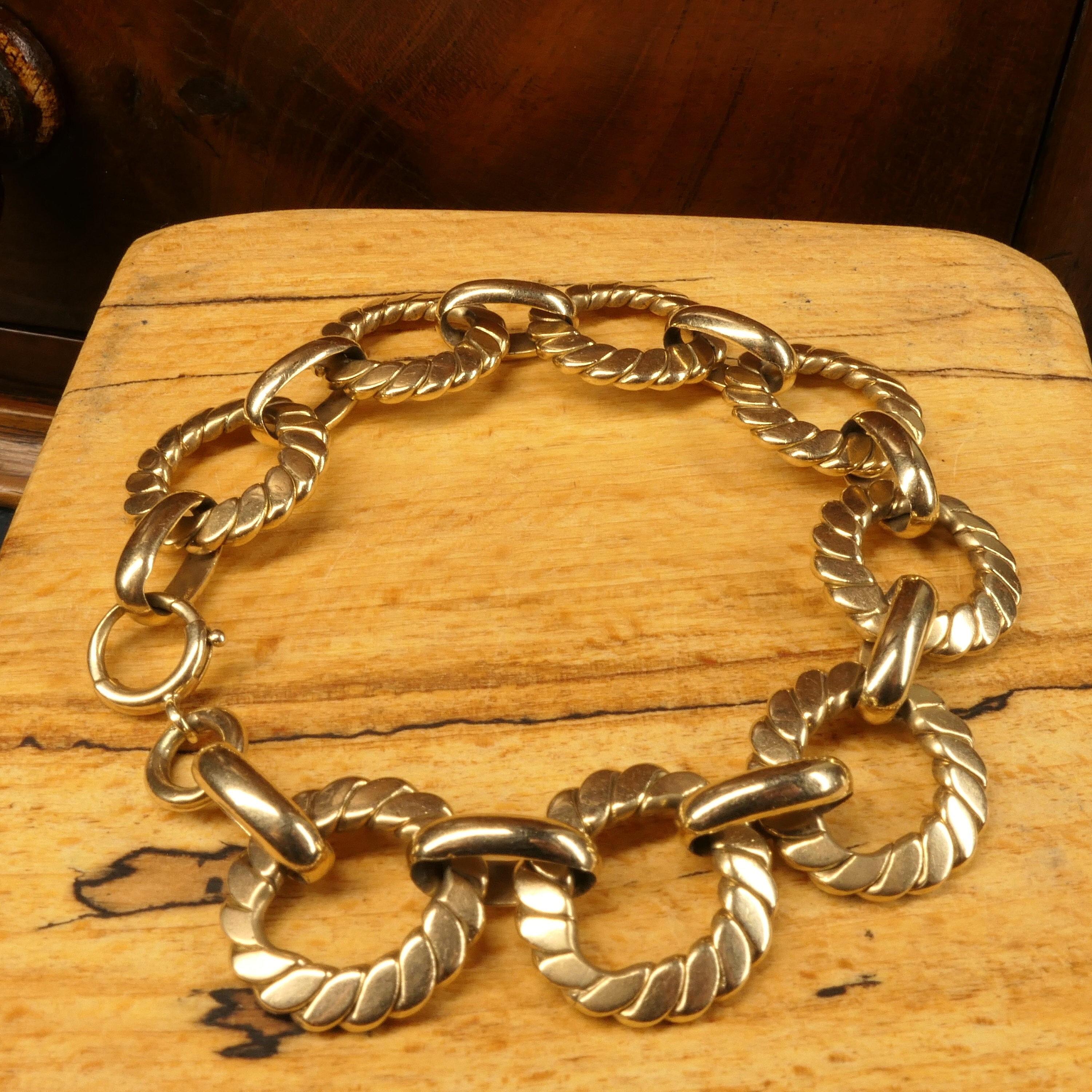 Mid century, 9ct gold fancy link bracelet, 32.6 grams.