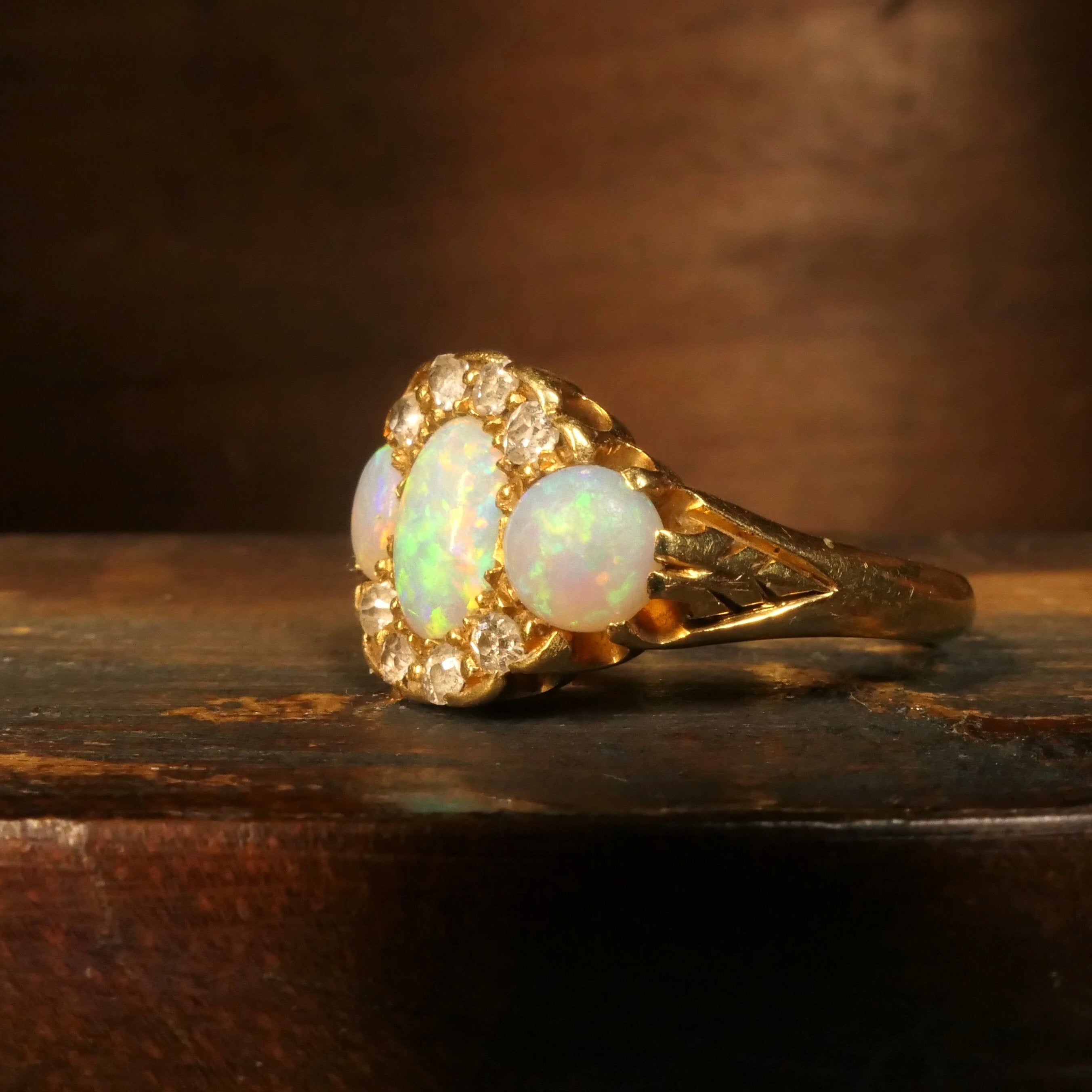 Antique, Opal & Old Cut Diamond Ring