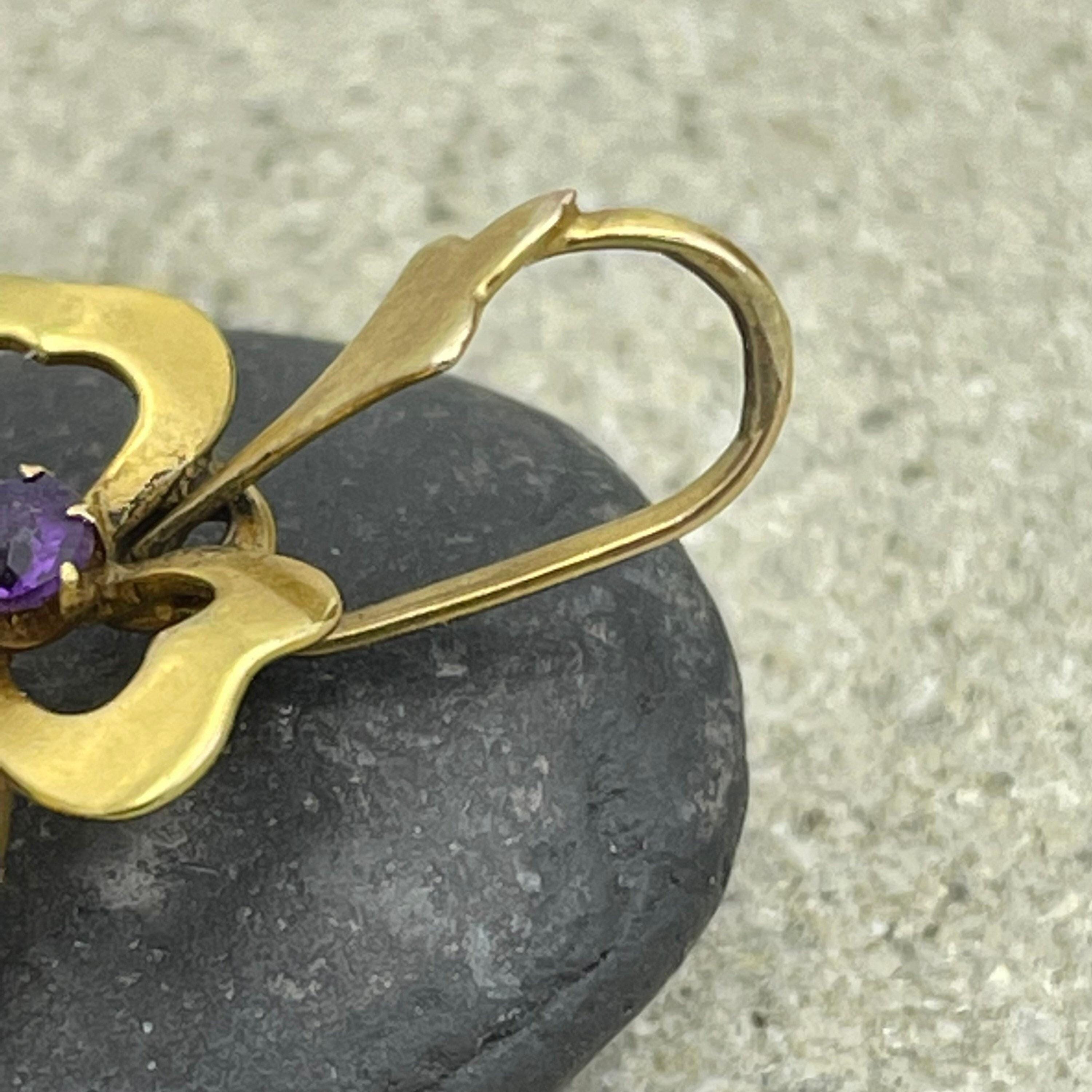 Victorian 15ct Gold, Amethyst Bow pendant