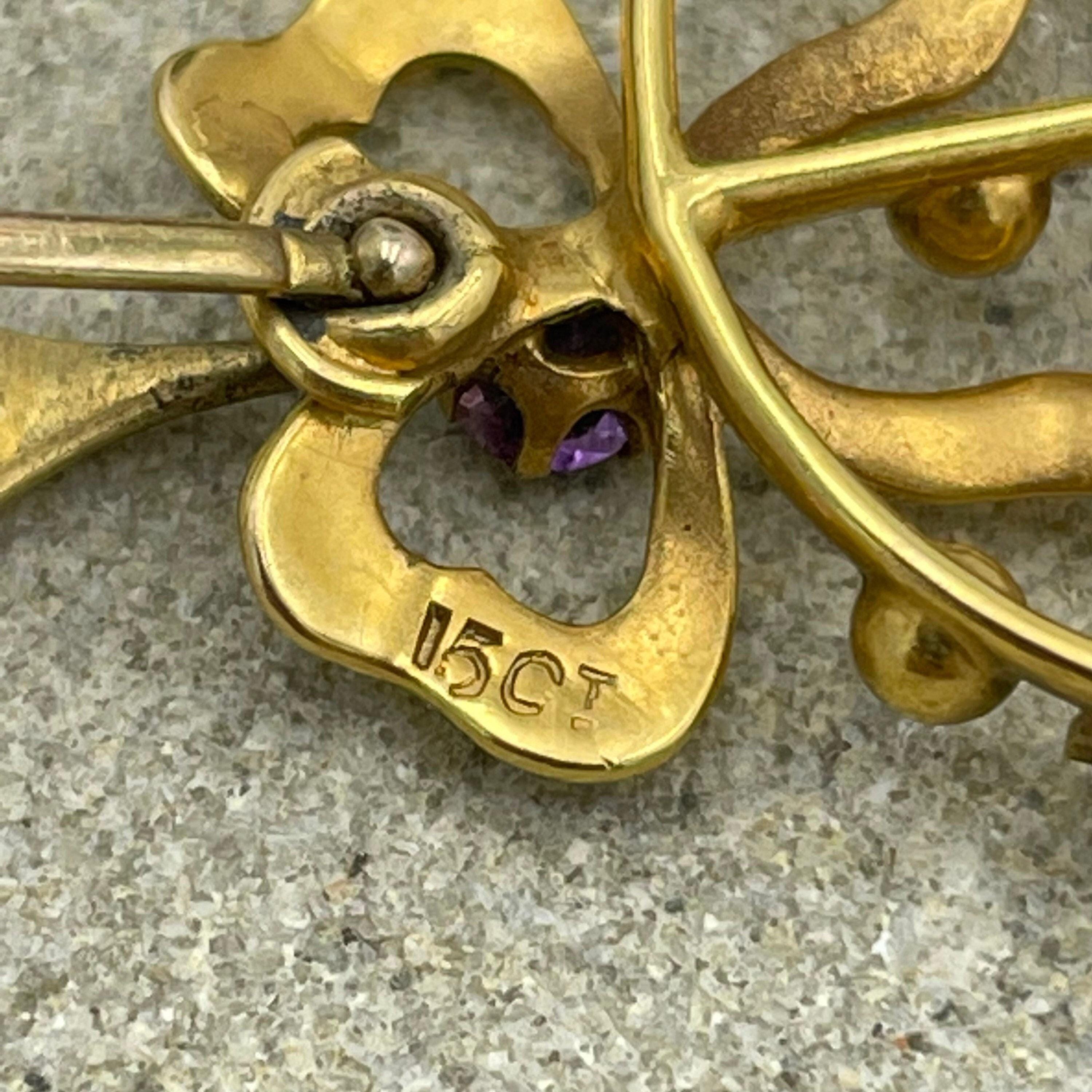 Victorian 15ct Gold, Amethyst Bow pendant