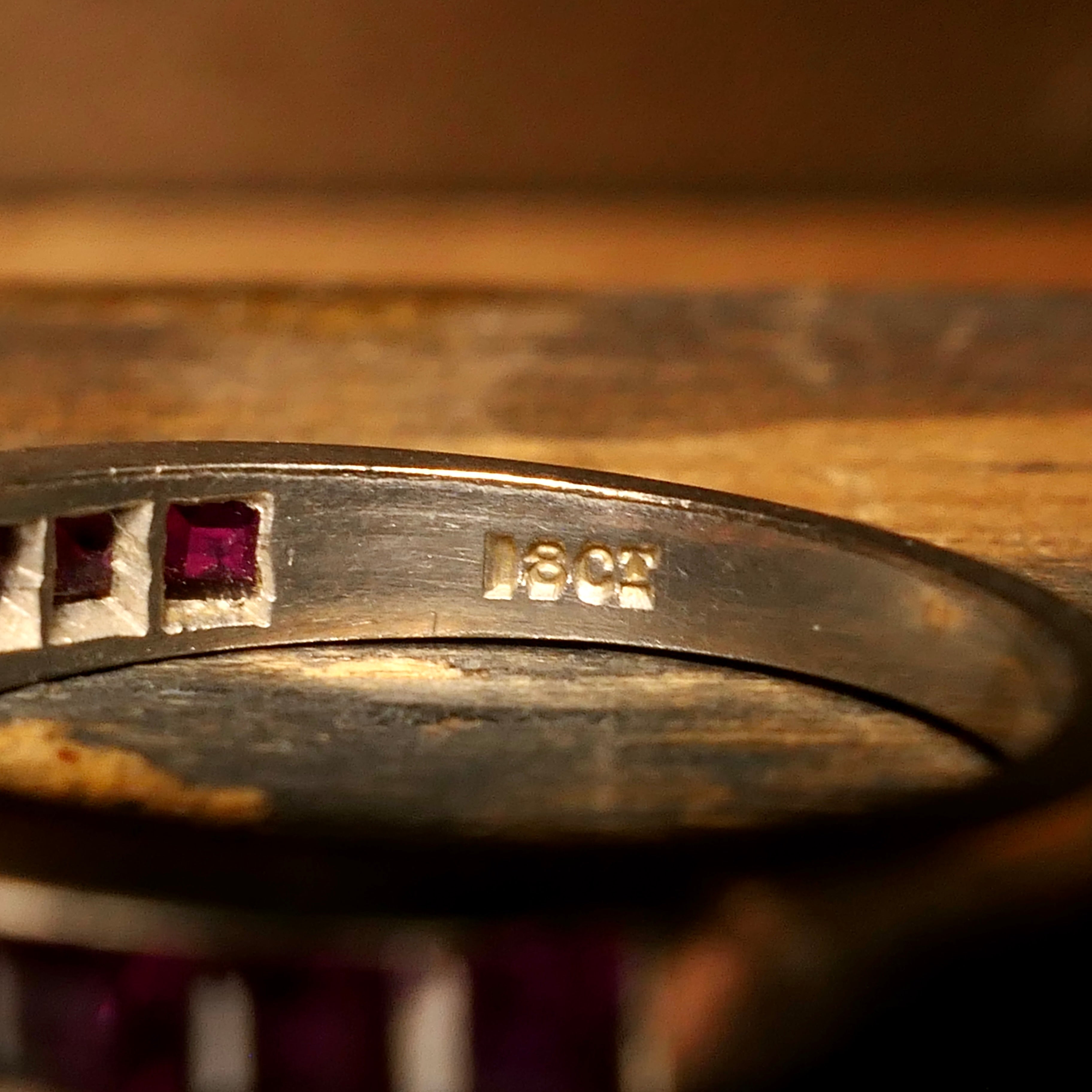 Art deco, 18ct White Gold, Ruby, Half Eternity Ring, c1930s