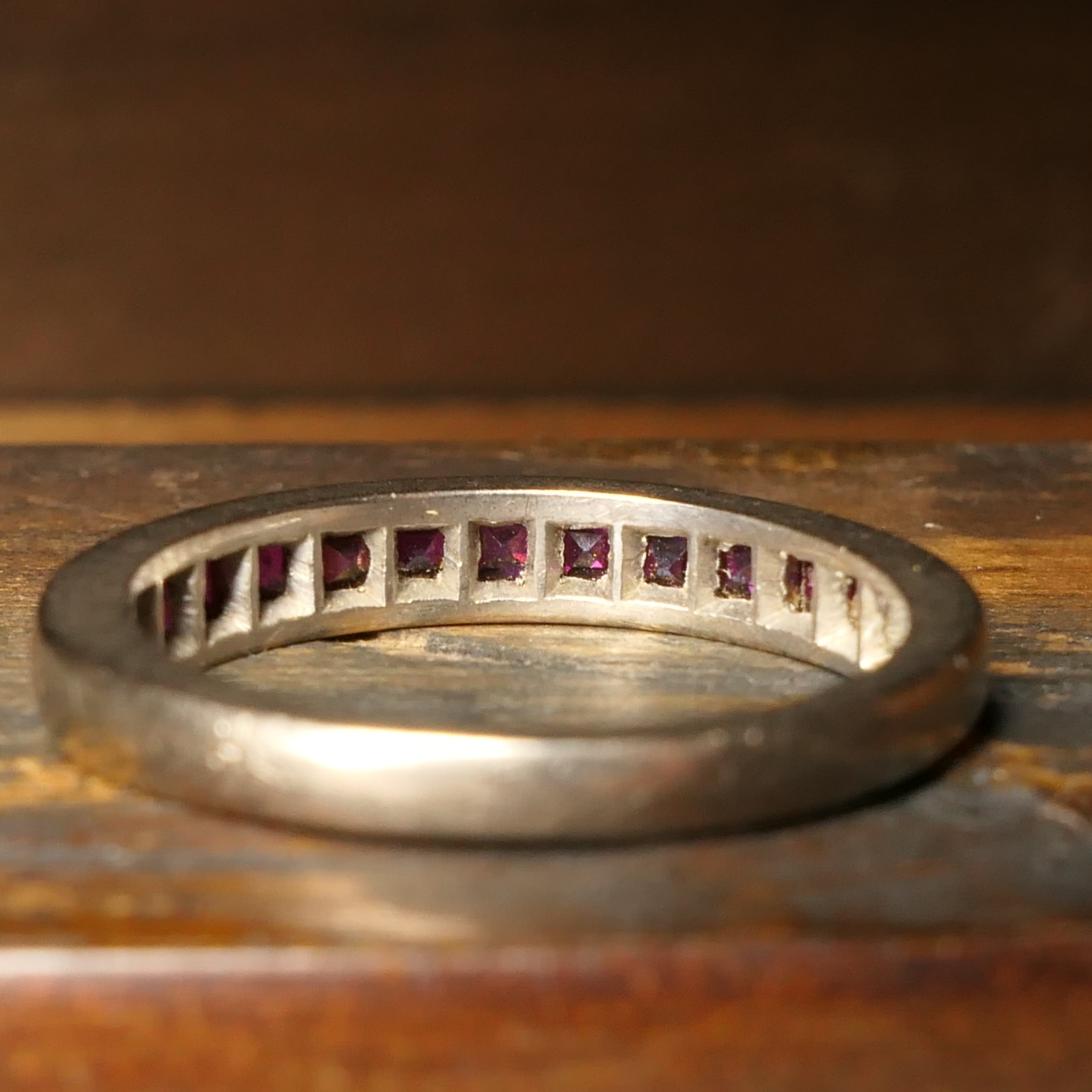 Art deco, 18ct White Gold, Ruby, Half Eternity Ring, c1930s