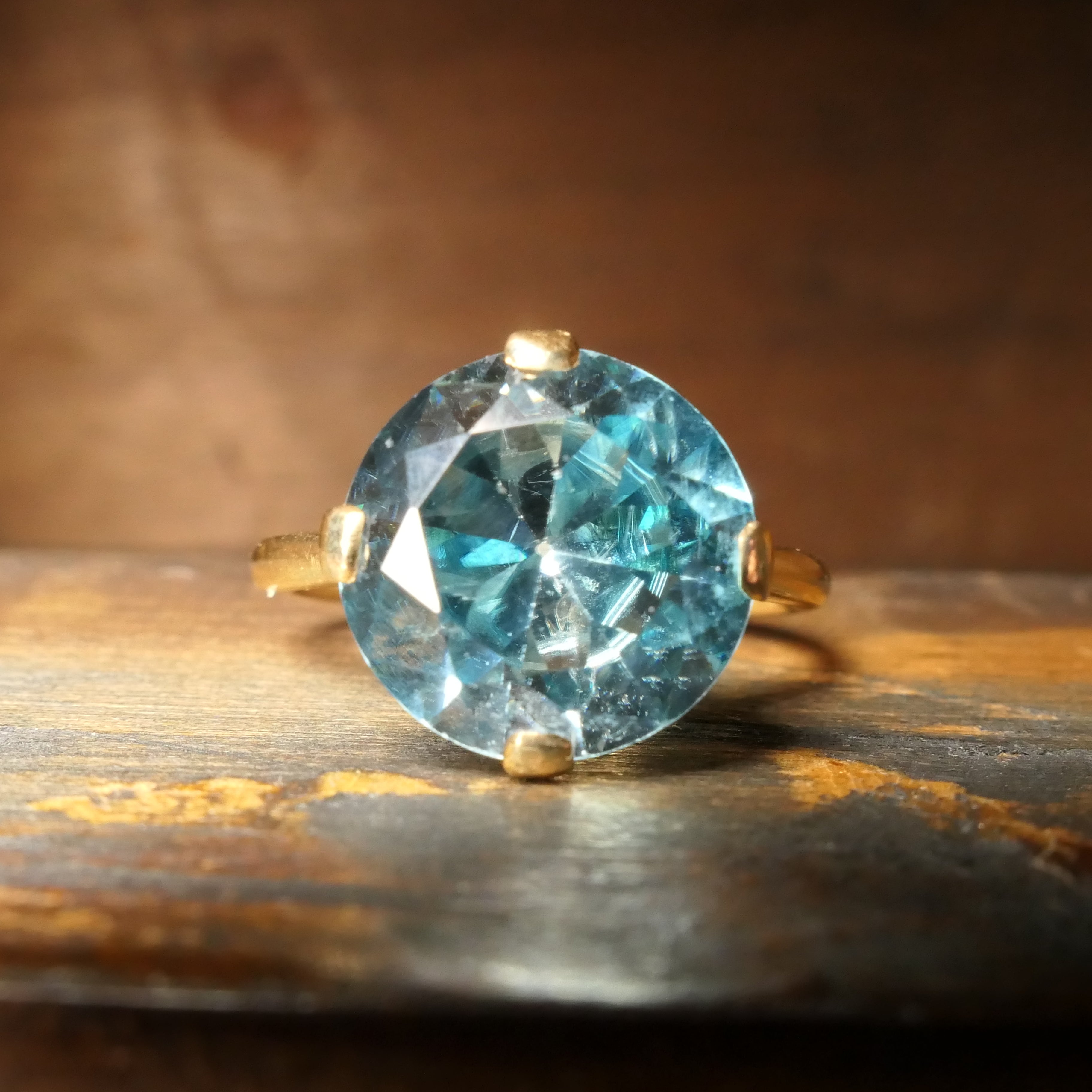 Early 20th Century, Blue Zircon, 9ct Gold Solitaire Ring