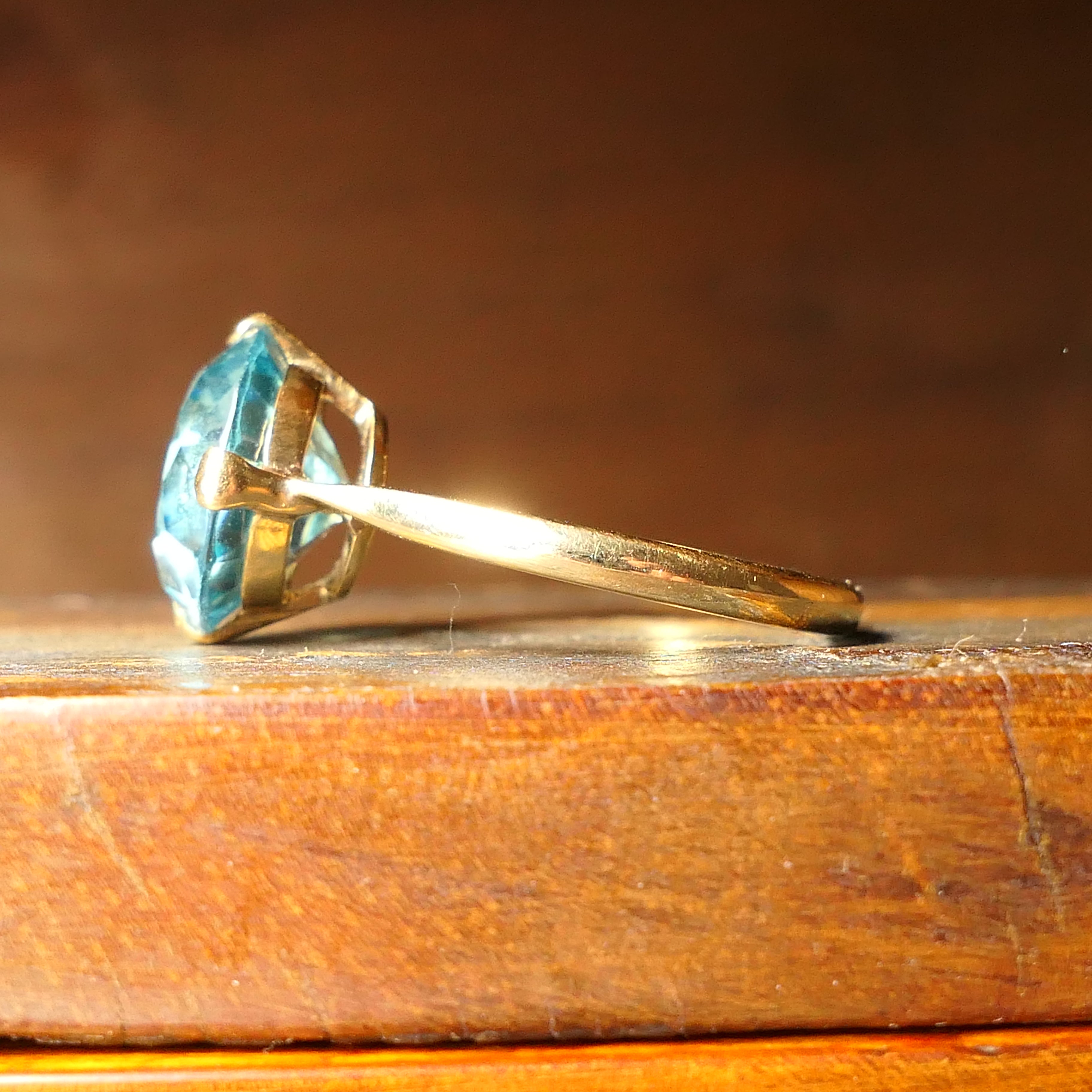 Early 20th Century, Blue Zircon, 9ct Gold Solitaire Ring