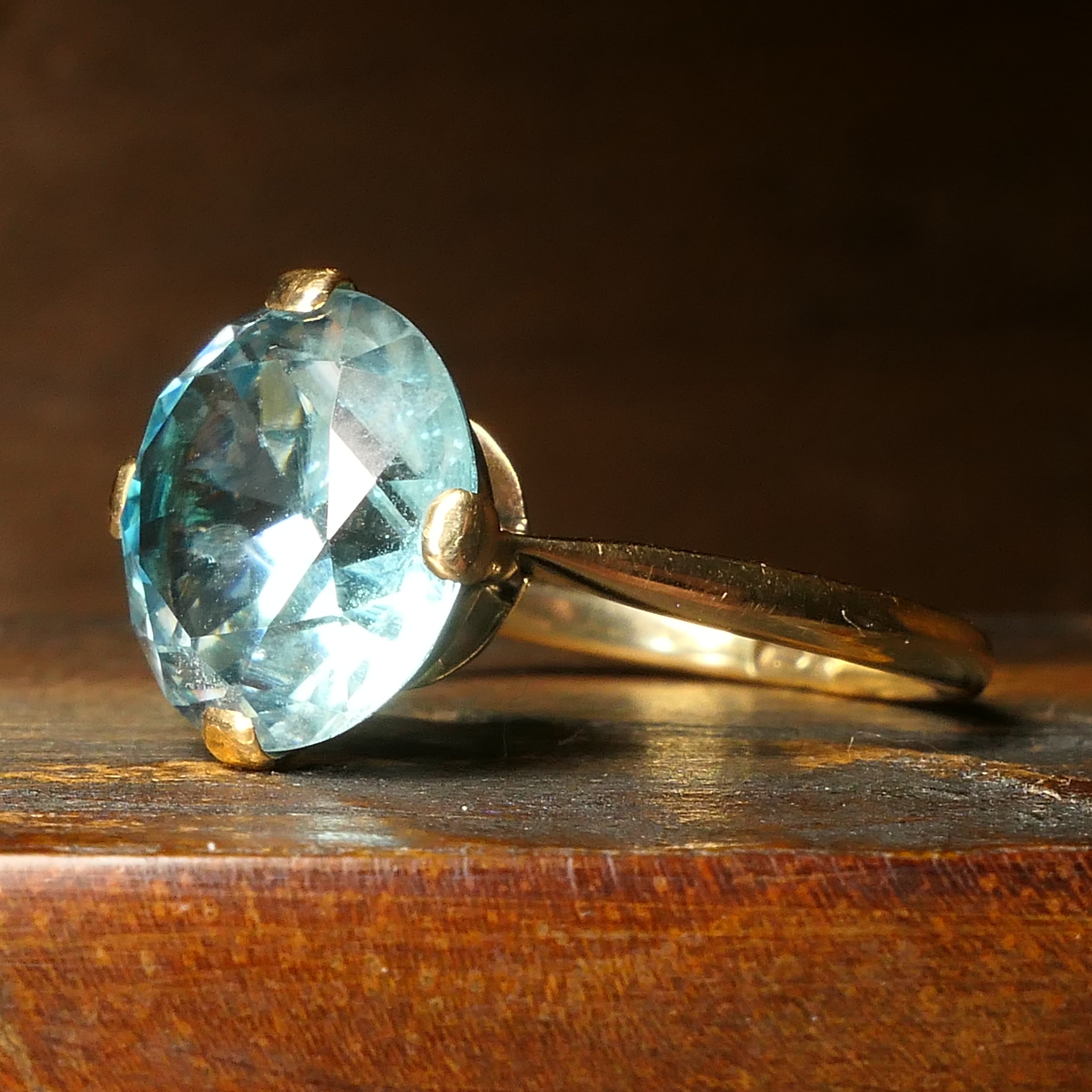 Early 20th Century, Blue Zircon, 9ct Gold Solitaire Ring