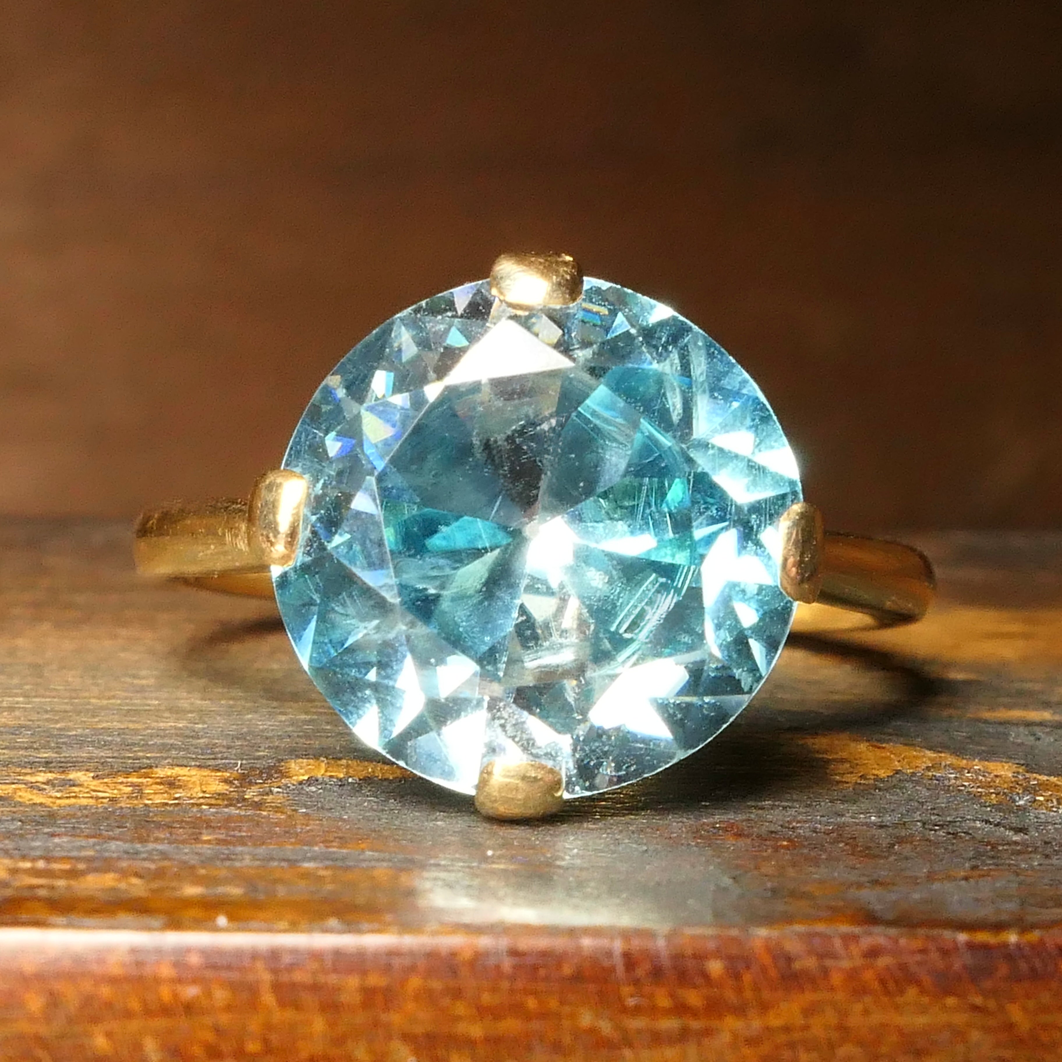 Early 20th Century, Blue Zircon, 9ct Gold Solitaire Ring