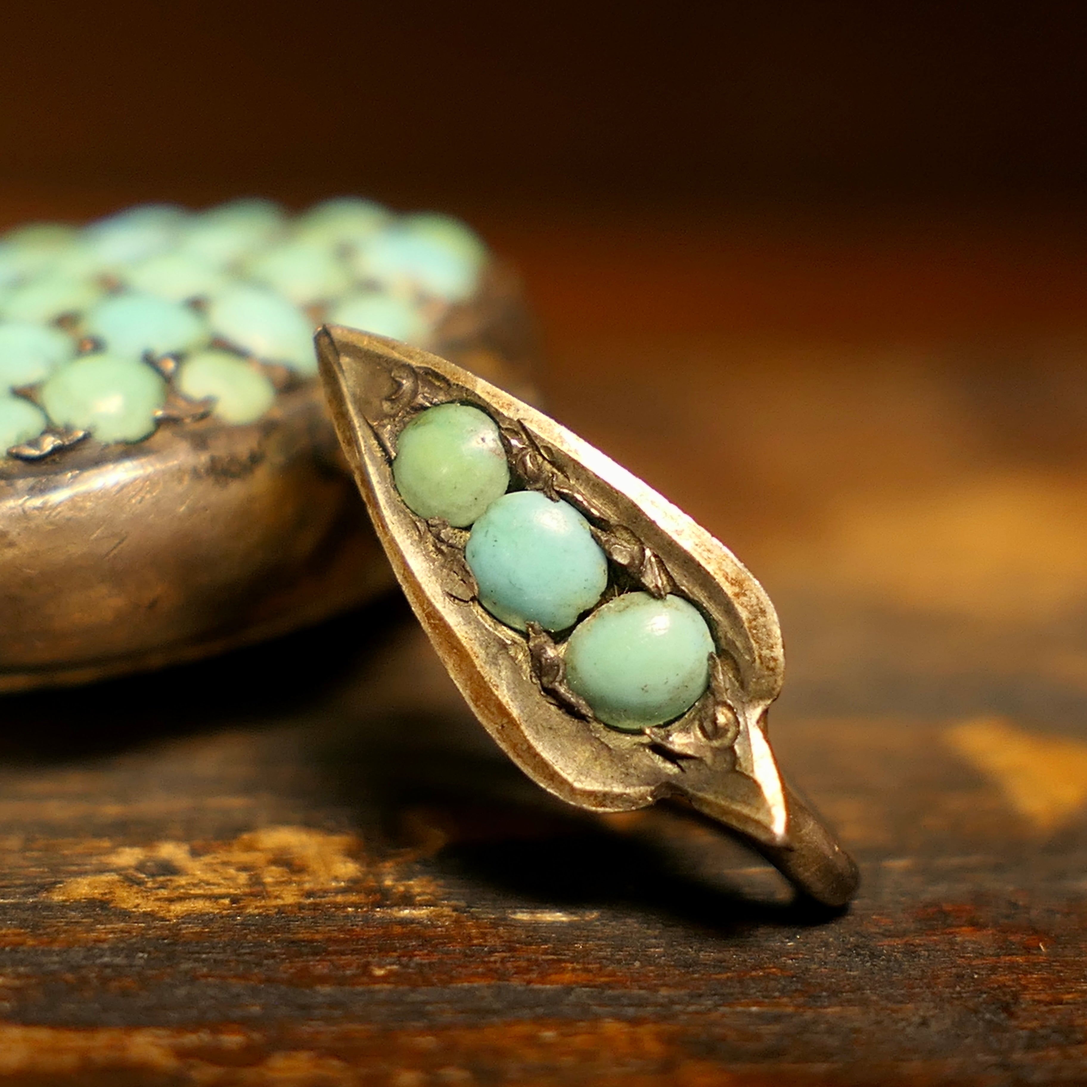 Victorian Silver, Turquoise, Heart Locket